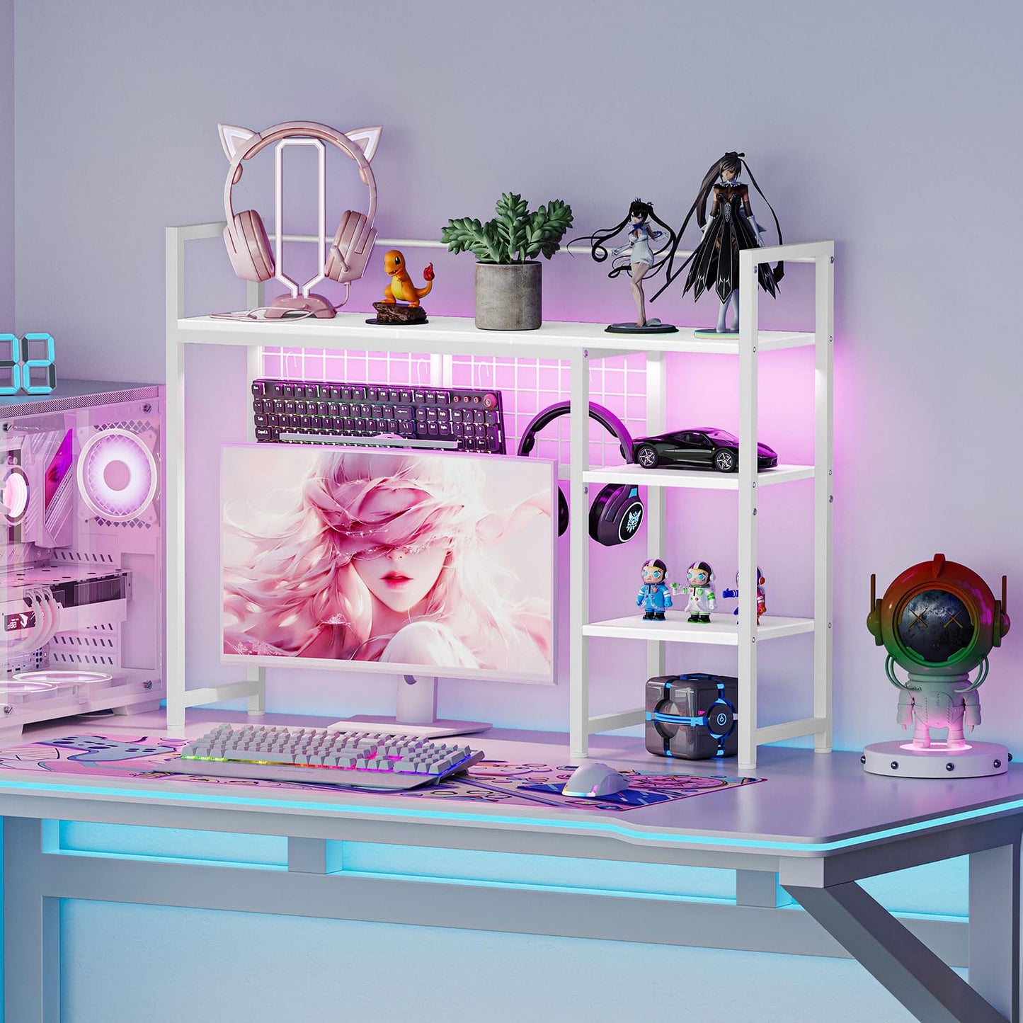Snughome Desk Shelf, 38.6" Desktop Organizer Shelf, Desk Hutch for Computer Monitor, 4 Tier Desktop