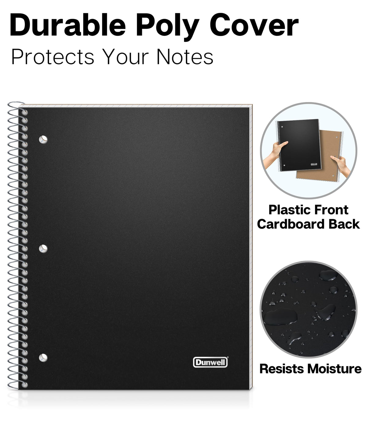 Dunwell 1-Subject Graph Paper Notebook 8.5x11, 200 Pages, Black