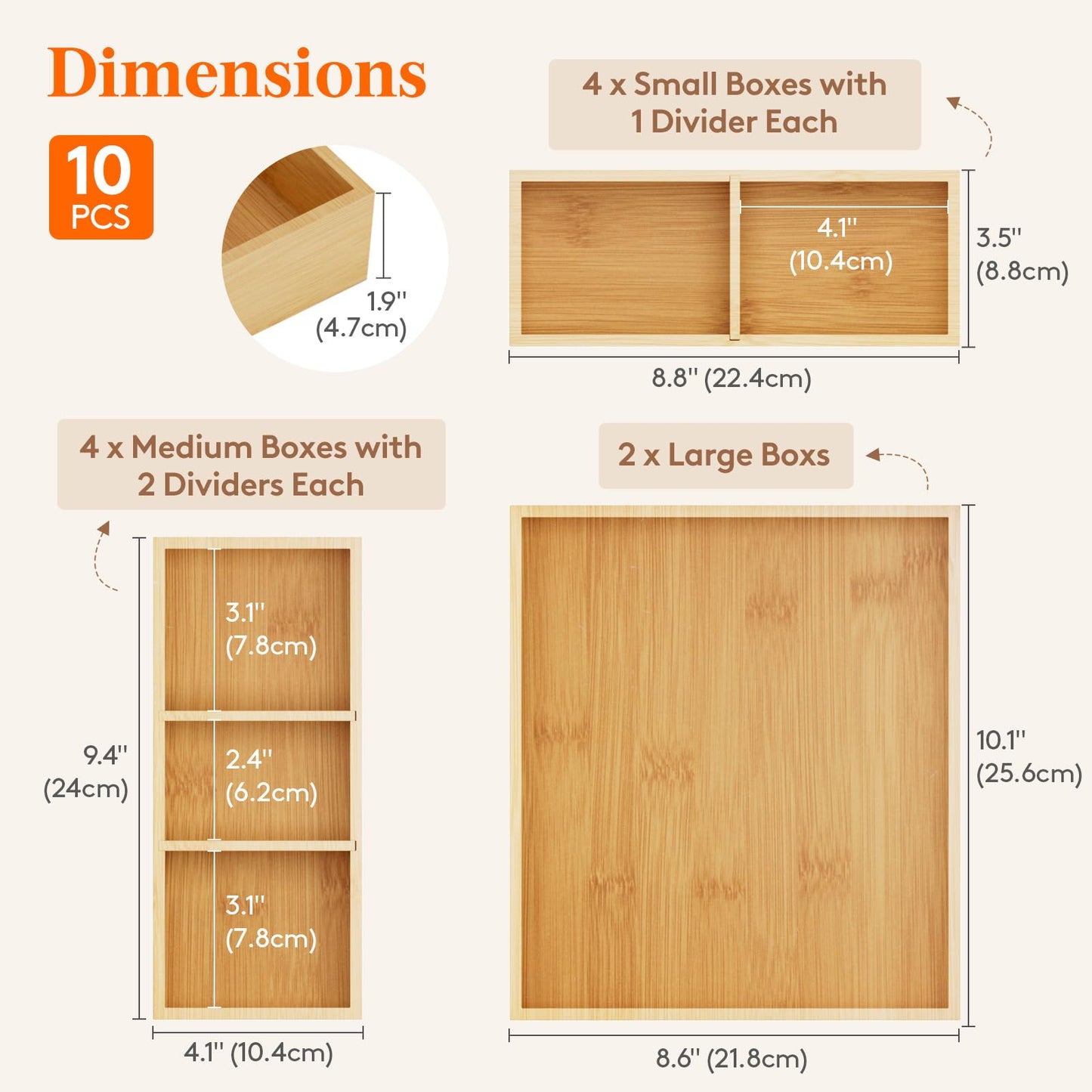 Lifewit Drawer Organizers 10 Pack(22 Grid) with 12 Inserts