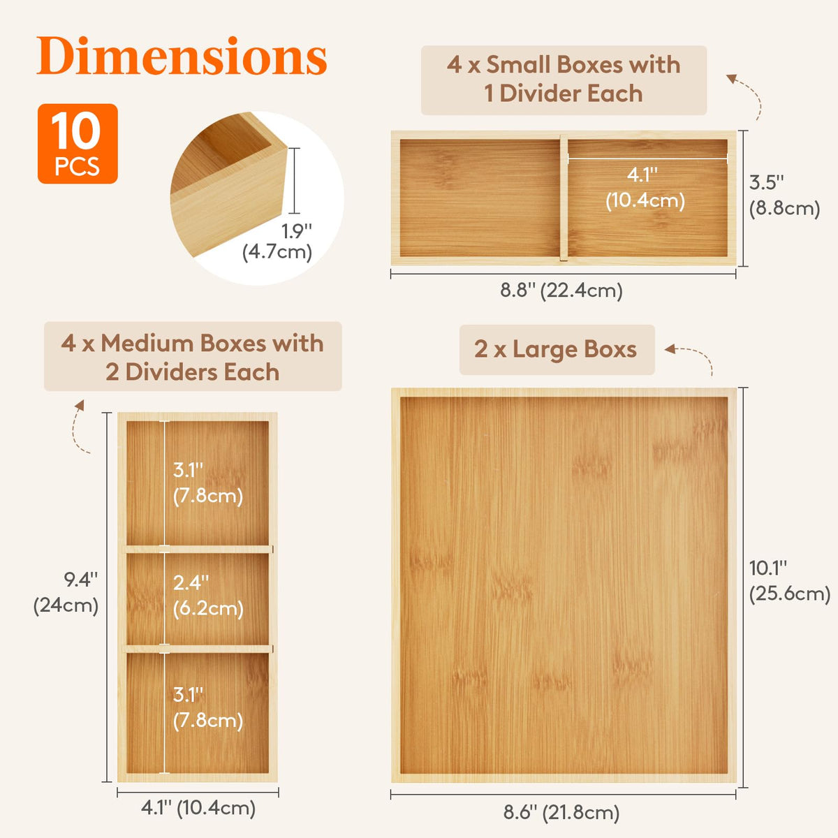 Lifewit Drawer Organizers 10 Pack(22 Grid) with 12 Inserts