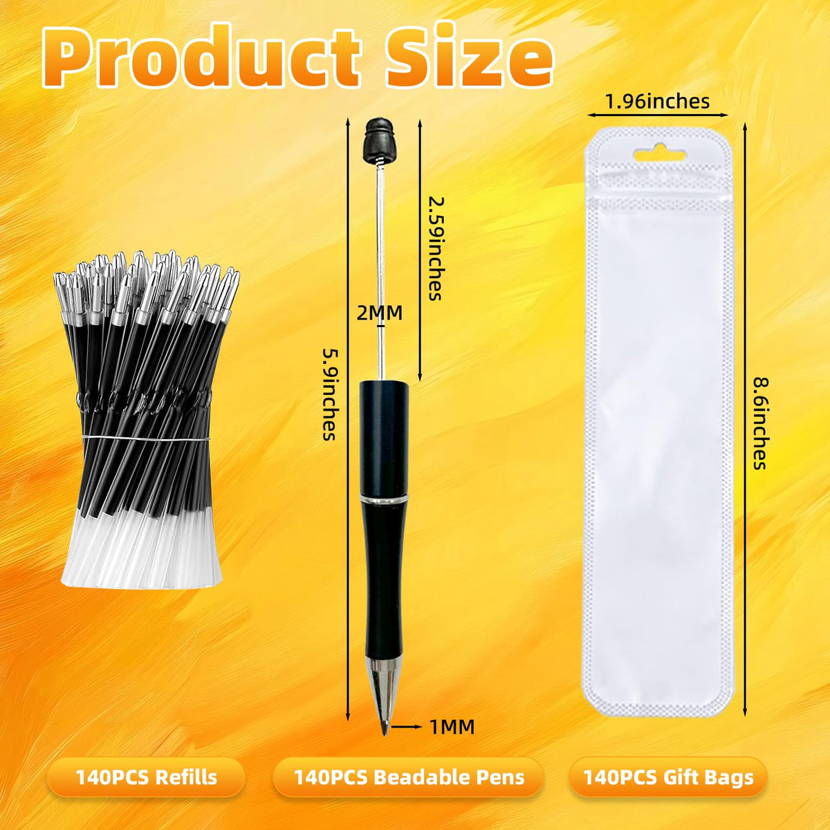 420 Pieces DIY Beadable Pen Bulk Kit – 140 PCS Ballpoint Pen with Refills & Bags – Perfect for