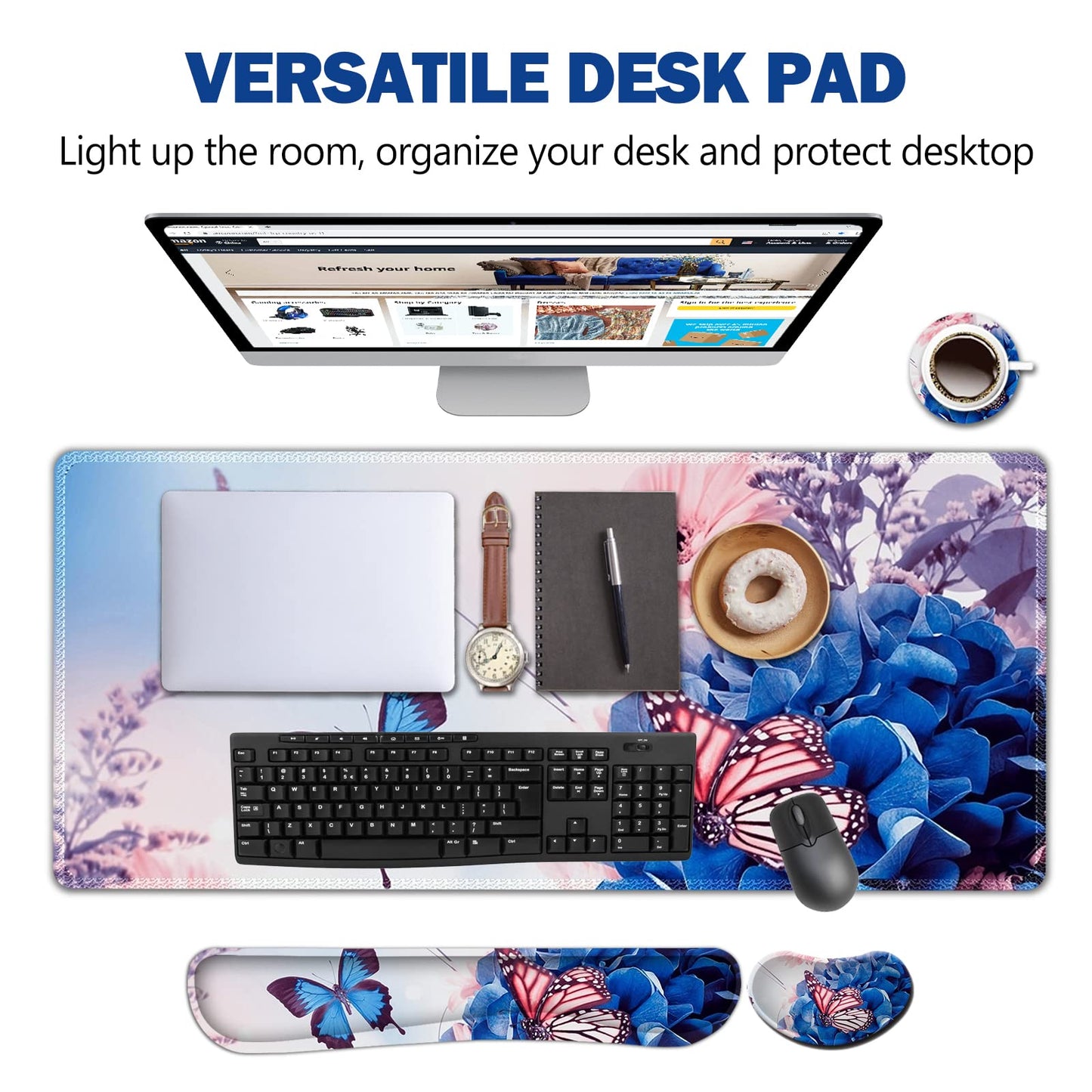 AIMSA Large Gaming Mouse Pad Set, Keyboard Wrist Rest Support Mouse Pad, Ergonomic Memory Foam