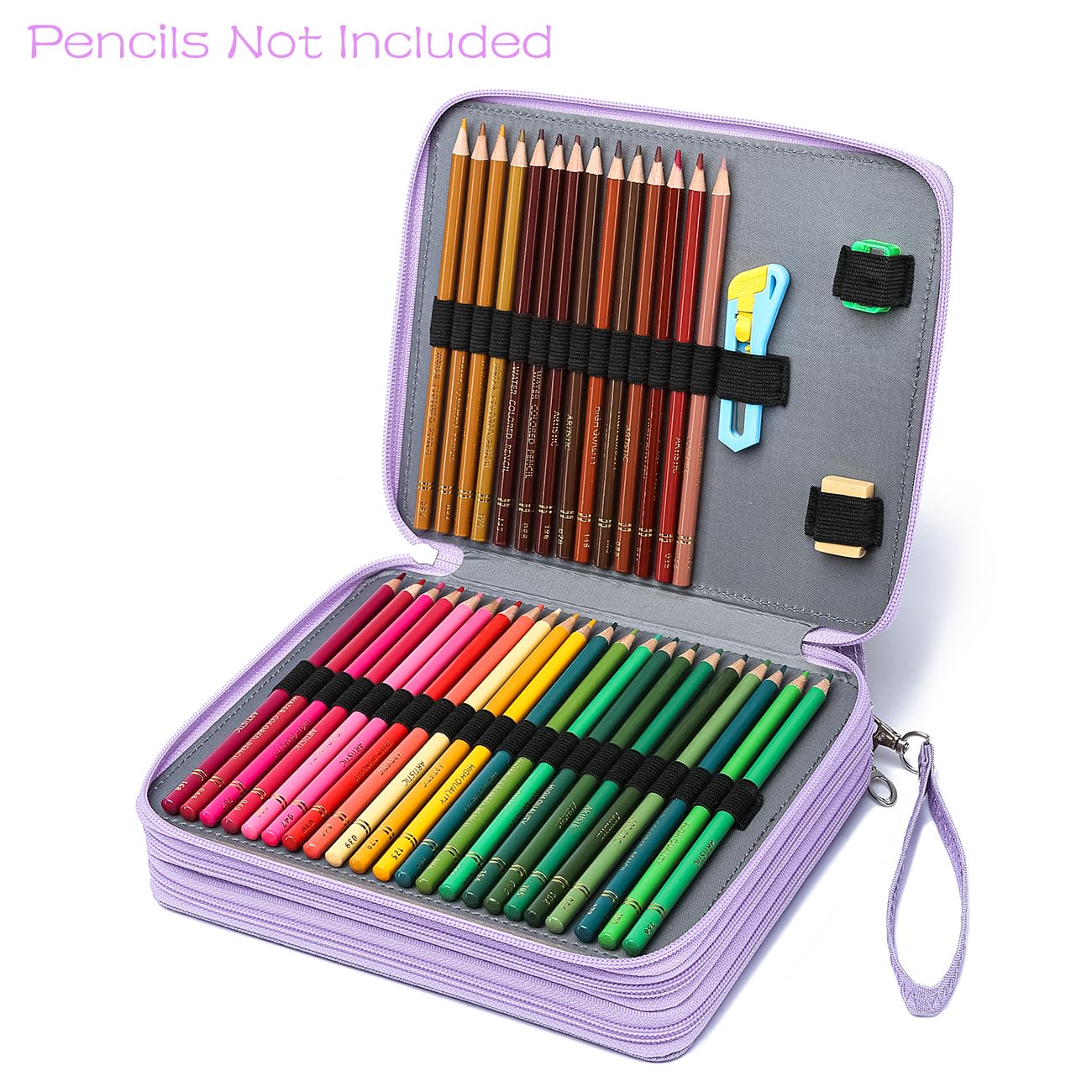 YOUNGCOL 120 Slots Colored Pencil Case Holder Large Capacity Color pencil organizer Storage (Purple)