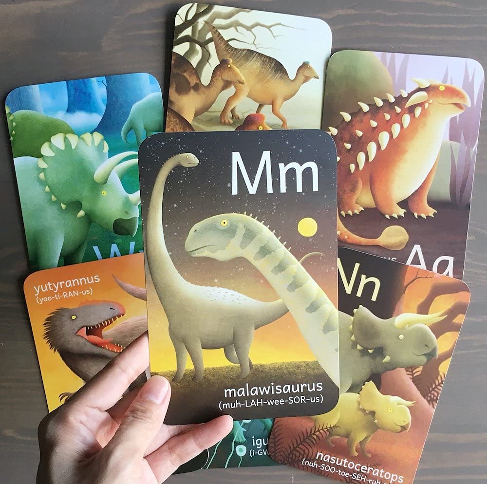 Tiny Worlds: Dinosaur ABC Flash Cards, Alphabet A to Z Dinosaurs flashcards for Kids 4-8 Years