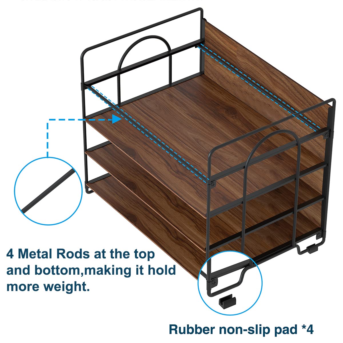 LUCYCAZ 4 Tier Paper Organizer for Desk,Wood Desk Organizer