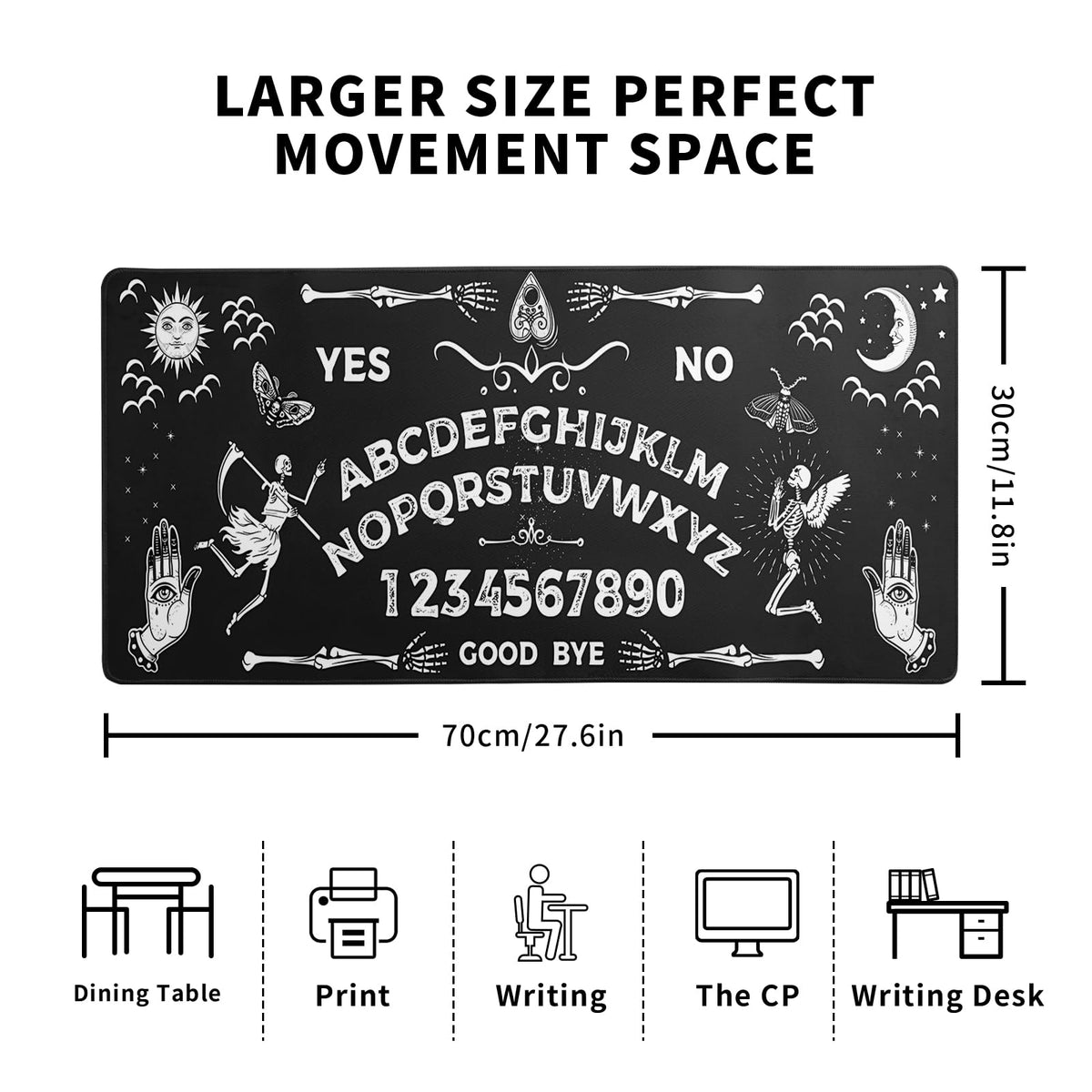 Mysterious Spirit Goth Gaming Mouse Pad 27.6x11.8 Inch Large Desk Mat Black Extended Pads Big