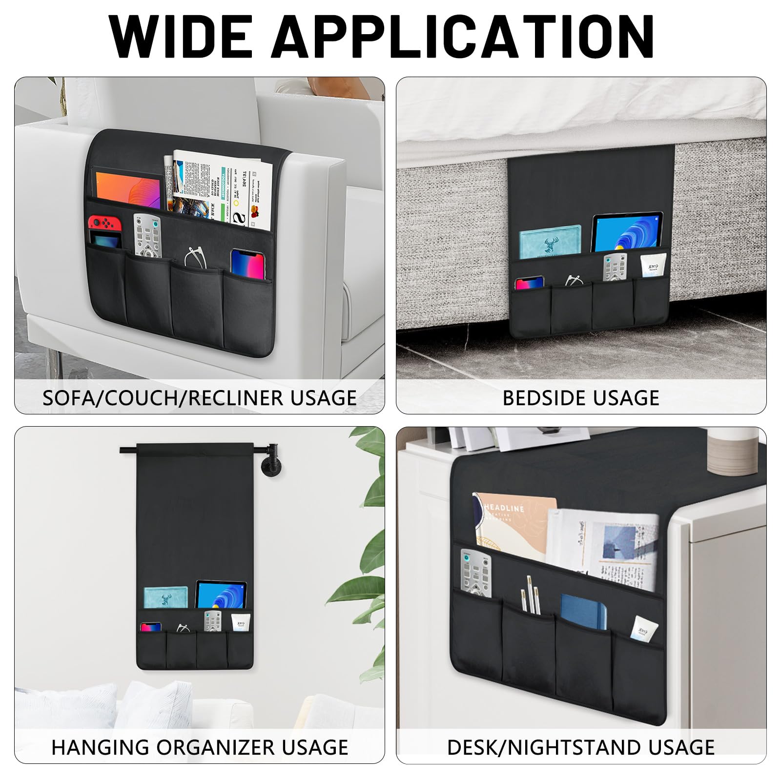 Remote Control Holder for Armchair Caddy, Remote Holder with 5 Pockets