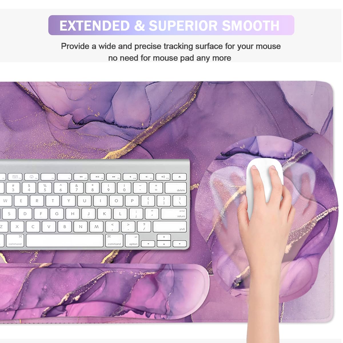 4-in-1 Gaming Mouse Pad Wrist Support Set，Desk Pad + Mouse Pad with Wrist Rest + Keyboard Wrist