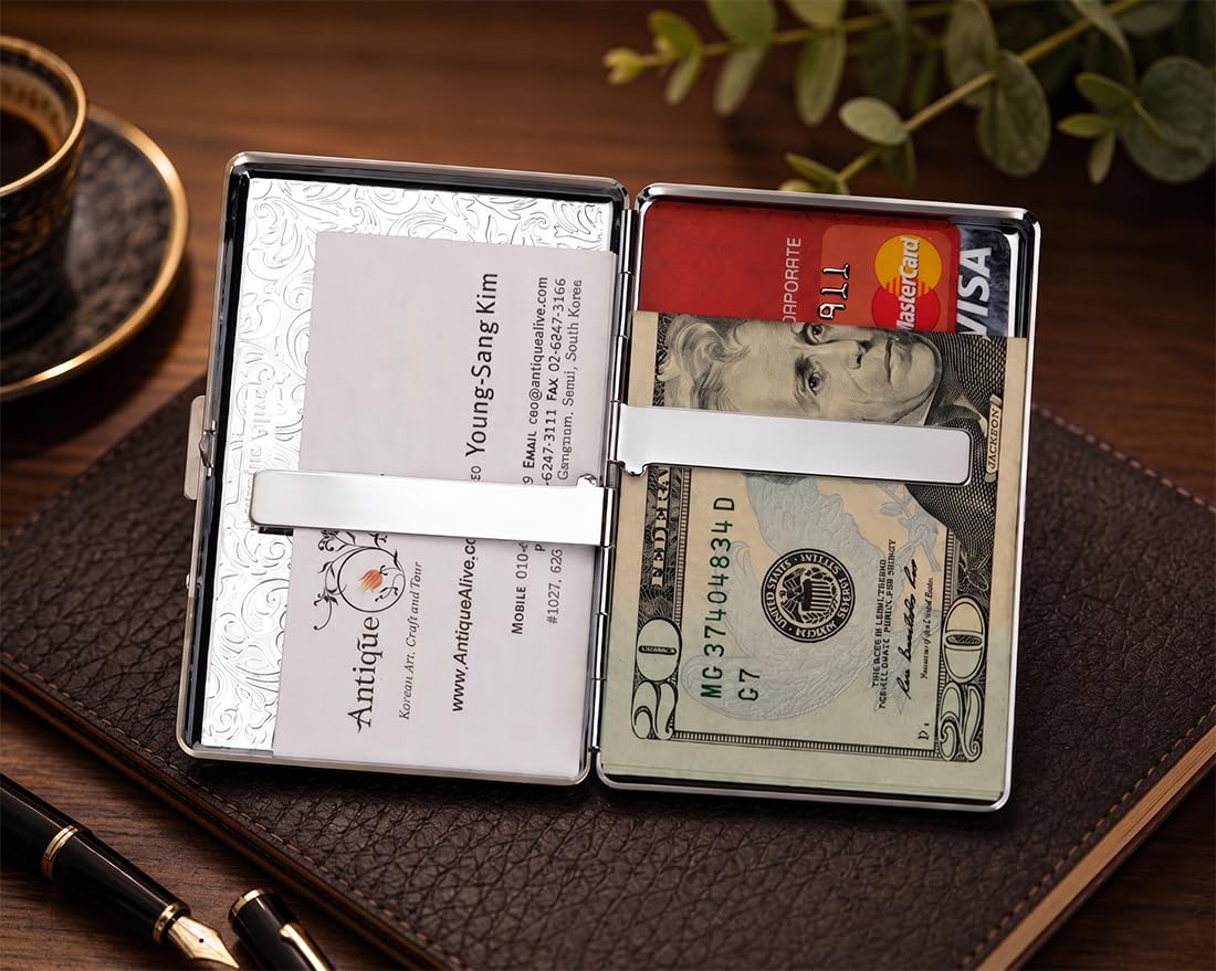 Mother of Pearl Extra Long 100S Super Slim King Size 16 Cigarette Engraved Metal Steel RFID