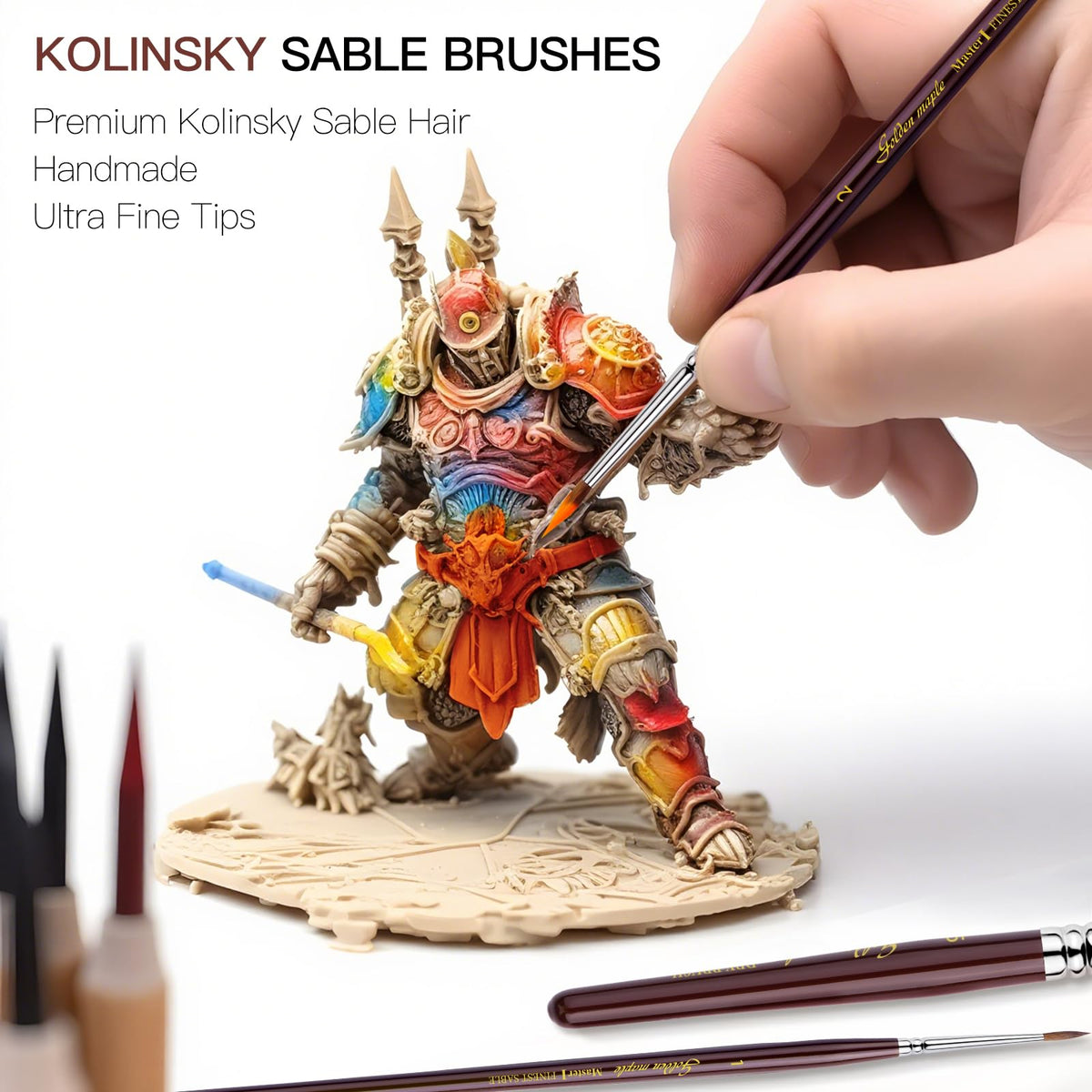 Kolinsky Sable Miniature Brushes Drybrushes for Miniature Set 7 pcs Paint Brushes for Miniature Oil