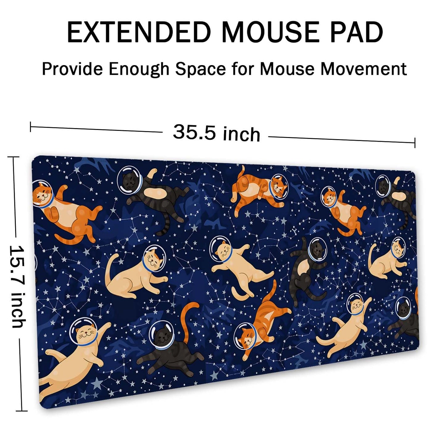 SSOIU Cute Cats & Constellations Desk Mat - Extra Large, XXL Gaming Mouse Pad, 35.5" x 15.7"