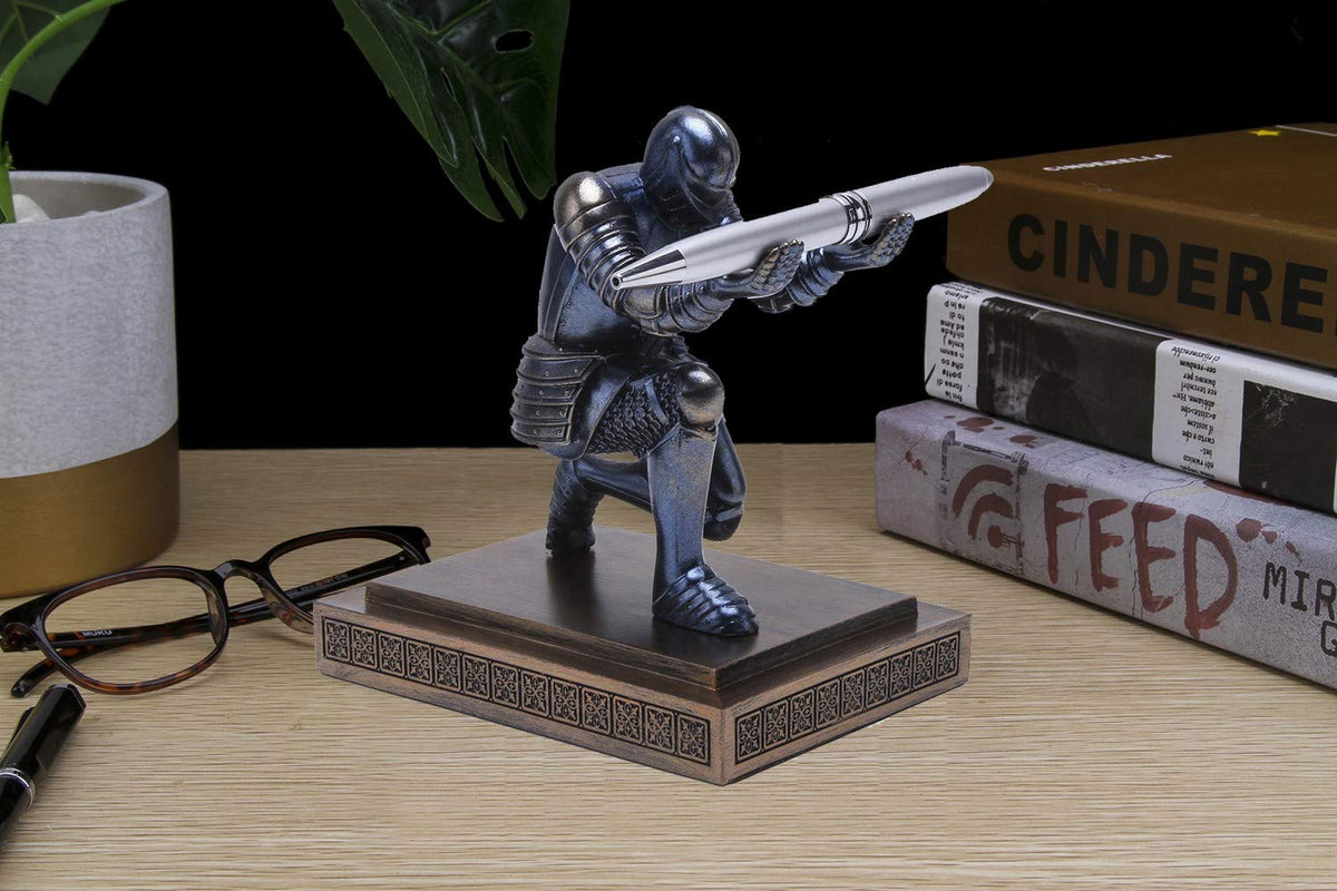 Amoysanli Knight Pen Holder Desk Organizers and Accessories as Gift Blue