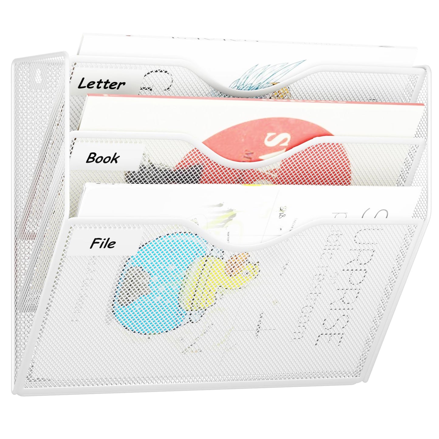 GDINDINFAN 3 Pockets Hanging Wall File Organizer Mail Holder, Wall Mounted Paper Document Folder