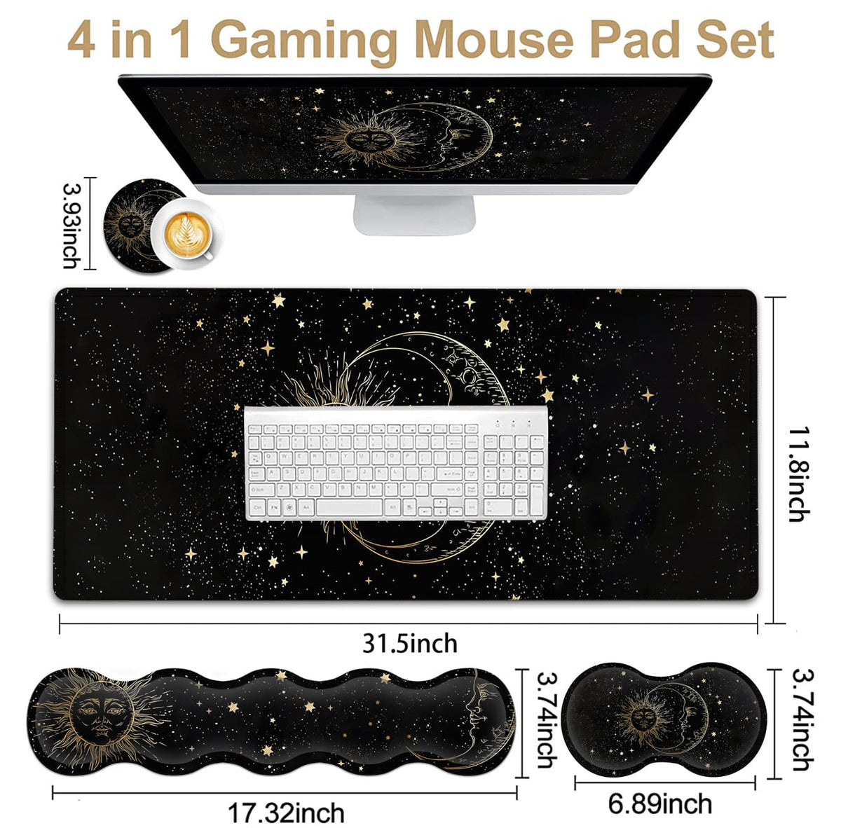 JVGFYNKL Extended Large Mouse Pad+Keyboard Wrist Rest Support , Ergonomic Memory Foam Wrist Rest