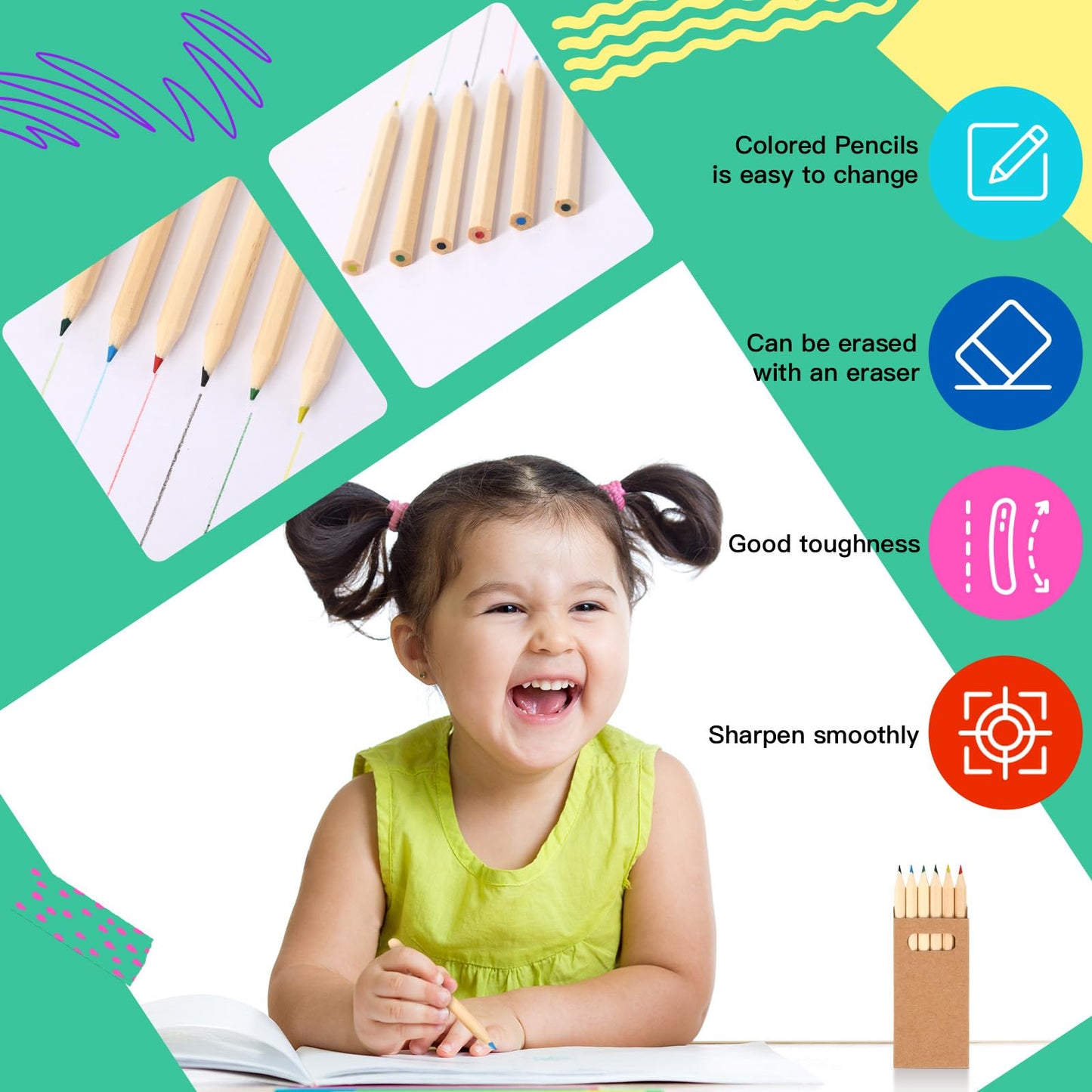 Faccito 150 Packs Mini Colored Pencils Bulk for Kids, 6 Colors