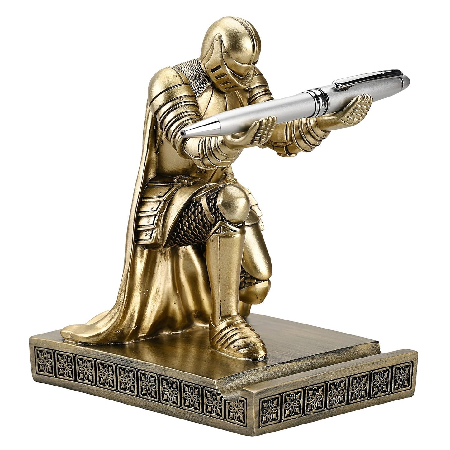 Windbreaker Soldier Knight Pen Holder Personalized Desk Accessory Bronze