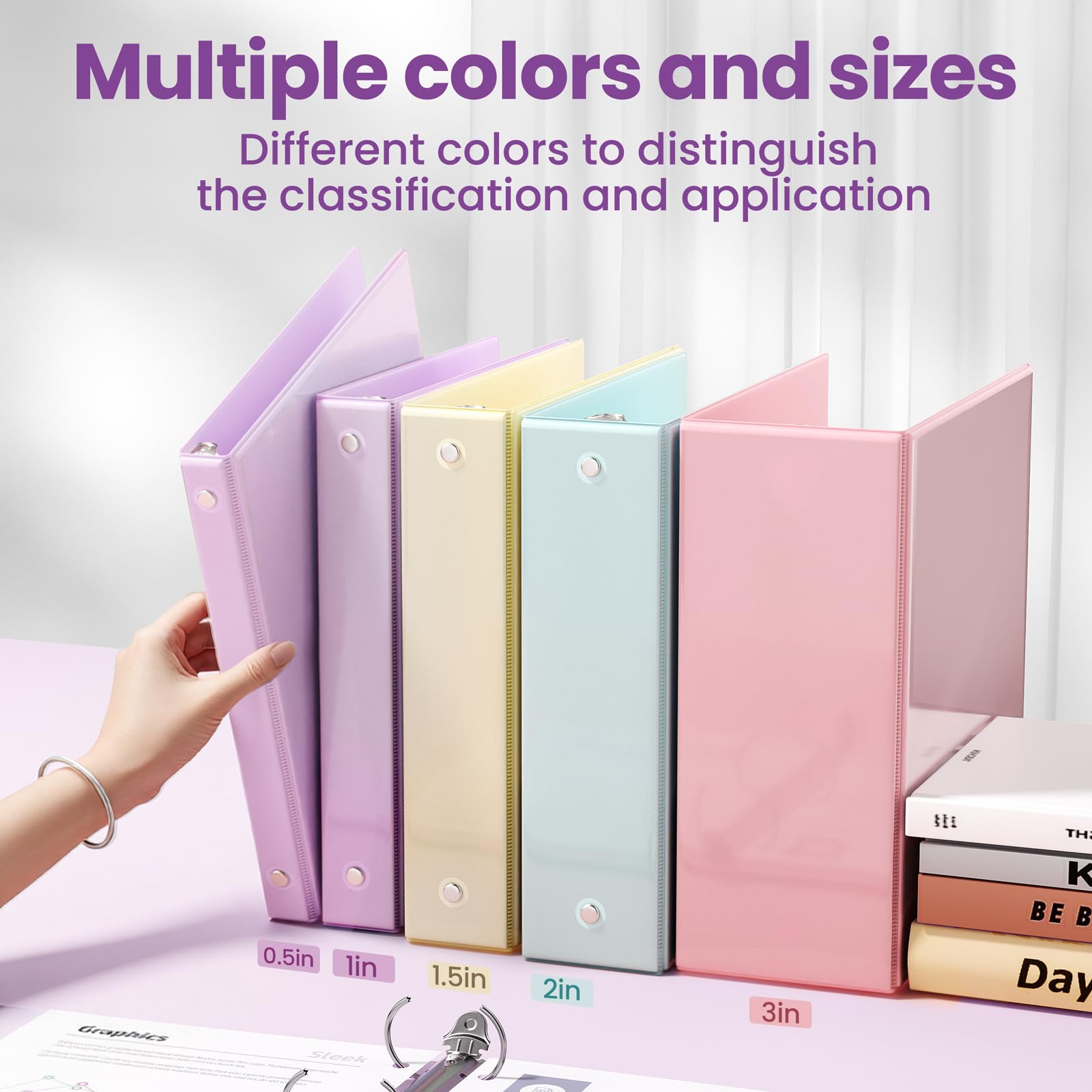 SUNEE 3 Ring Binder 2 Inch 1 Pack, Clear View Binder Three Ring PVC-Free (Fit 8.5x11 Inches) for