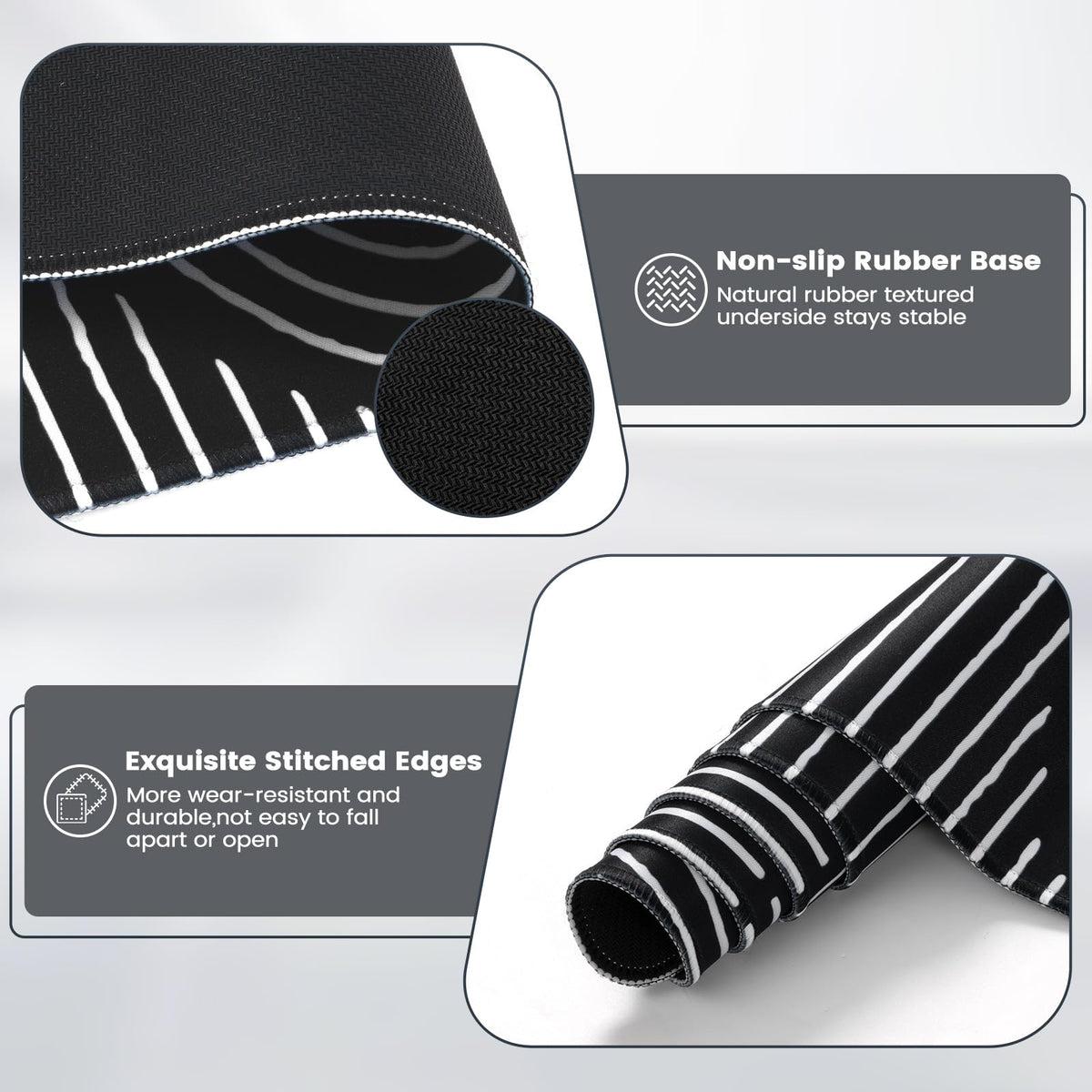 iCasso Black Desk Mat, Large Mouse Pad for Desk, Computer Pad for Desktop