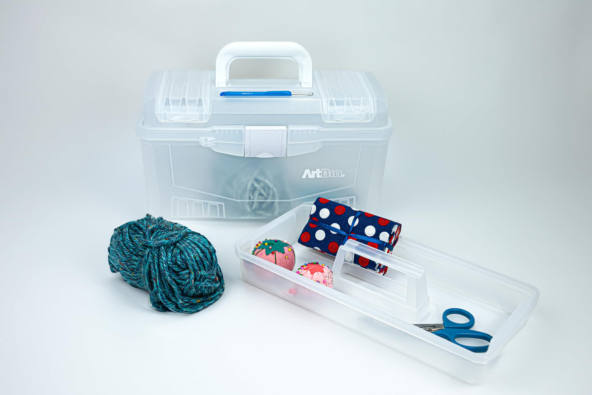 ArtBin 6918AH Twin Top 17 inch Supply Box, Portable Art & Craft Supply Organizer with Handle, [1]