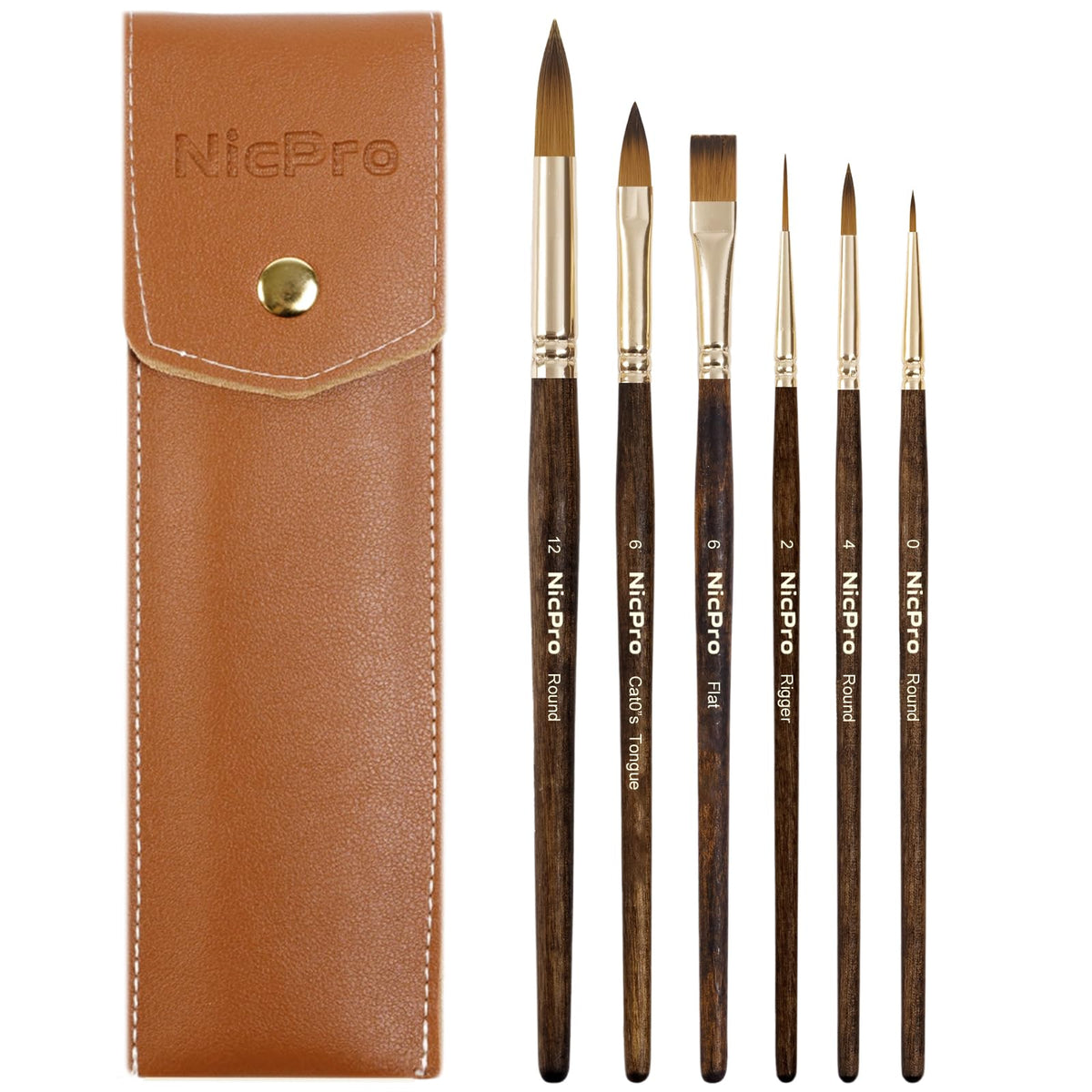 Nicpro 6Pcs Travel Watercolor Brushes Set, Professional Paint Brush