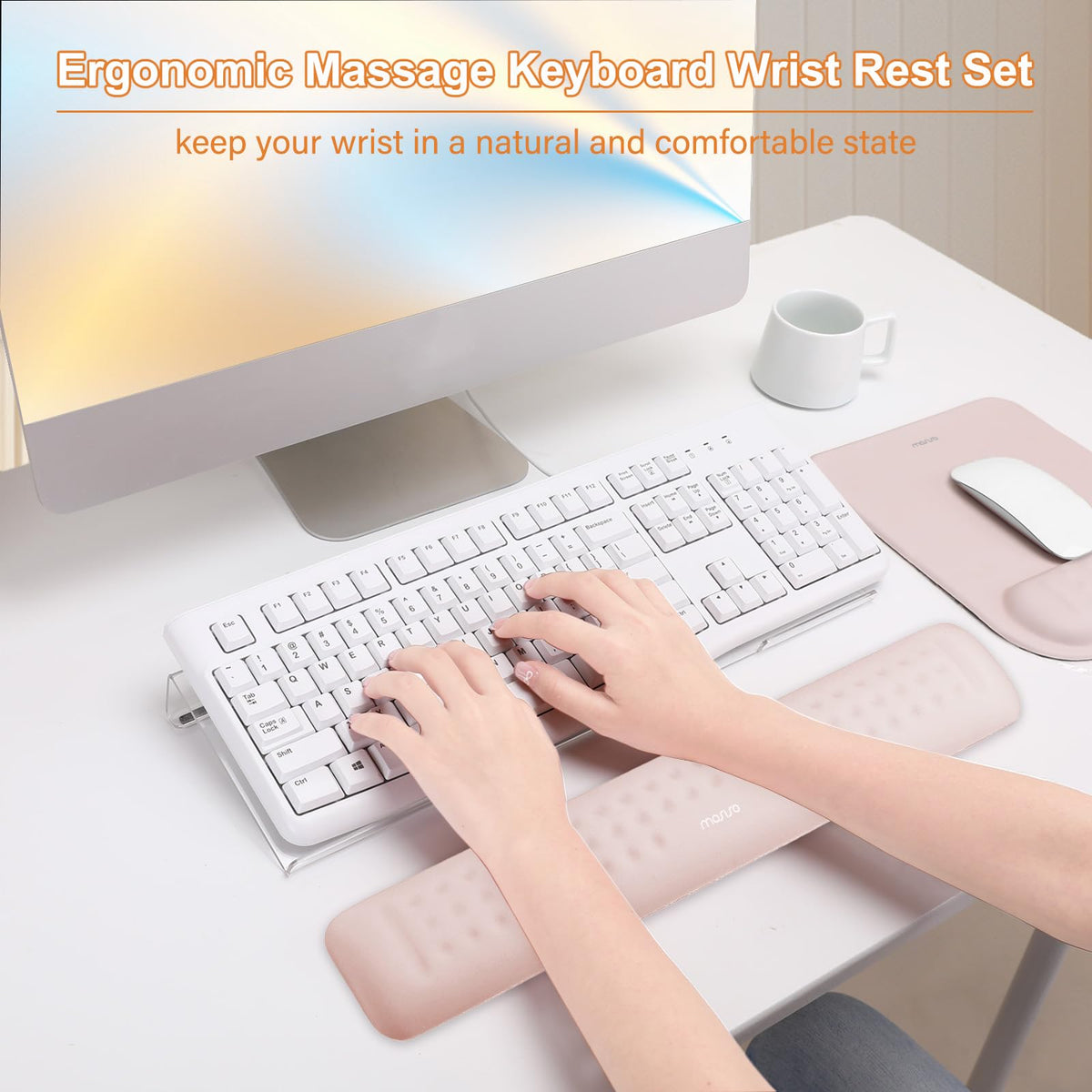 MOSISO Keyboard Stand&Wrist Rest Support for Keyboard &Mouse Pad Set