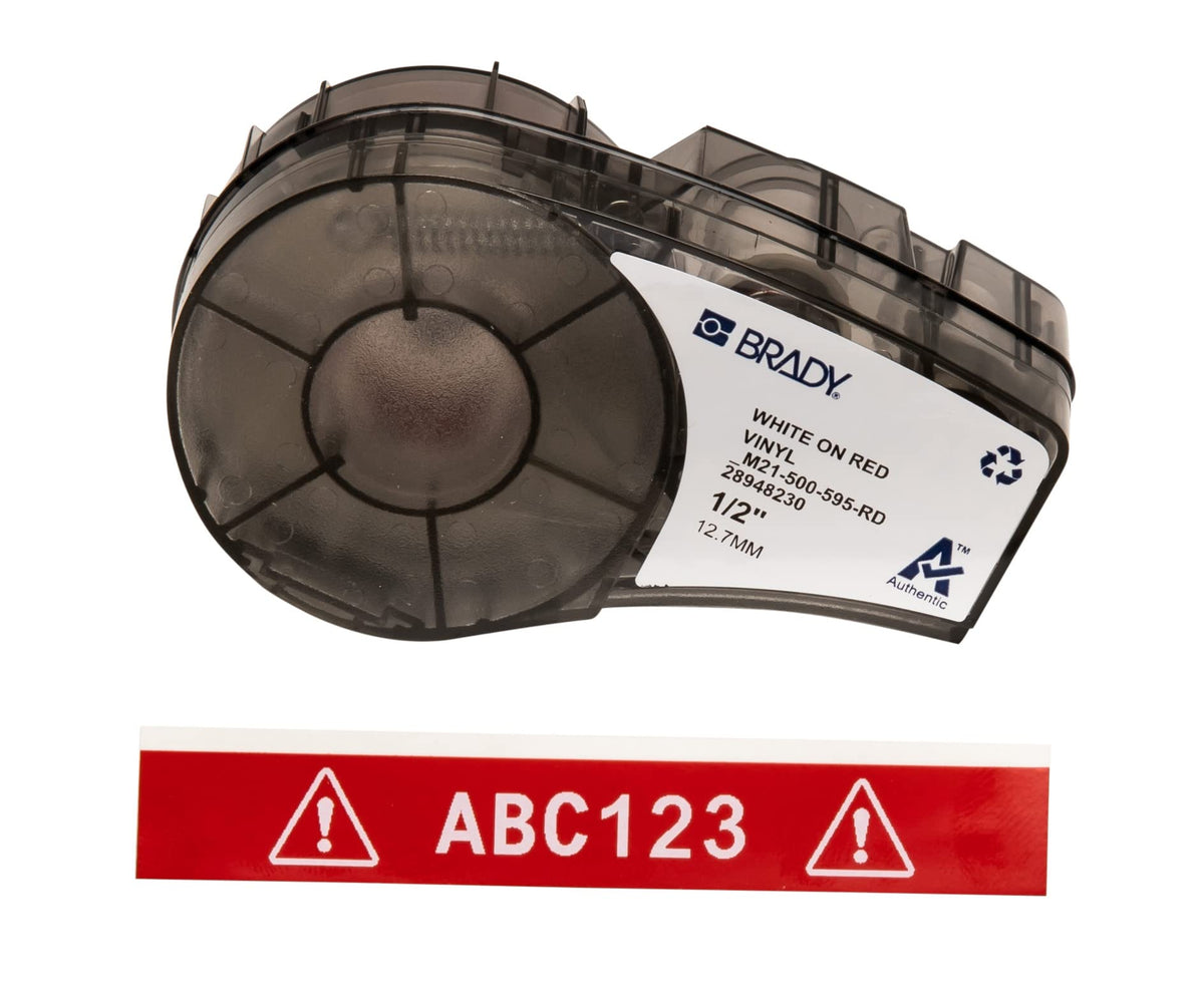 Brady Authentic (M21-500-595-RD) All-Weather Vinyl Label for Indoor/Outdoor ID, Lab and Equipment