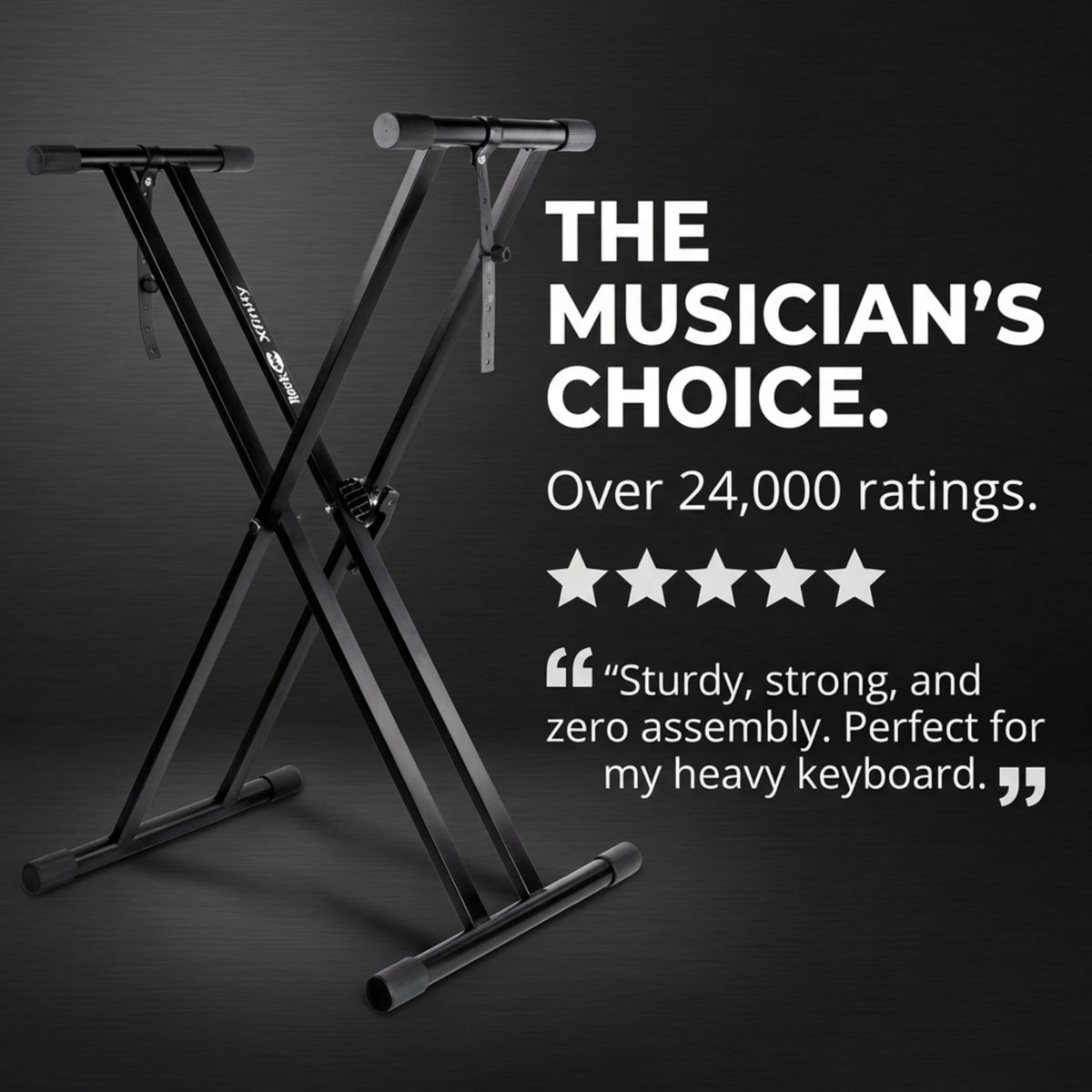 RockJam Xfinity Double X Keyboard Stand, Pre-Assembled & Adjustable