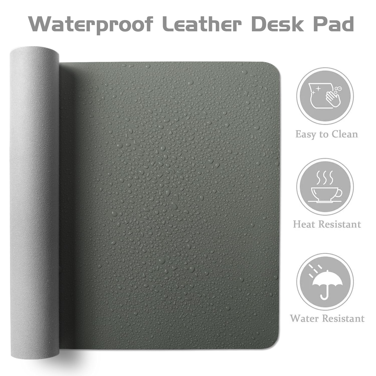 Aothia Leather Desk Pad Protector - Large Mouse Pad, Office Mat, Non-Slip PU Leather Blotter