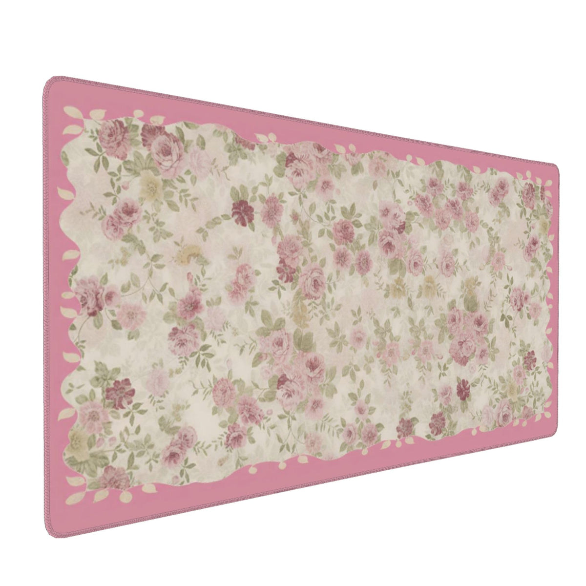 Aesthetic Floral Desk Pad for Women, Pink XXL Large Mouse Pad with Stitched Edges, Non-Slip Office