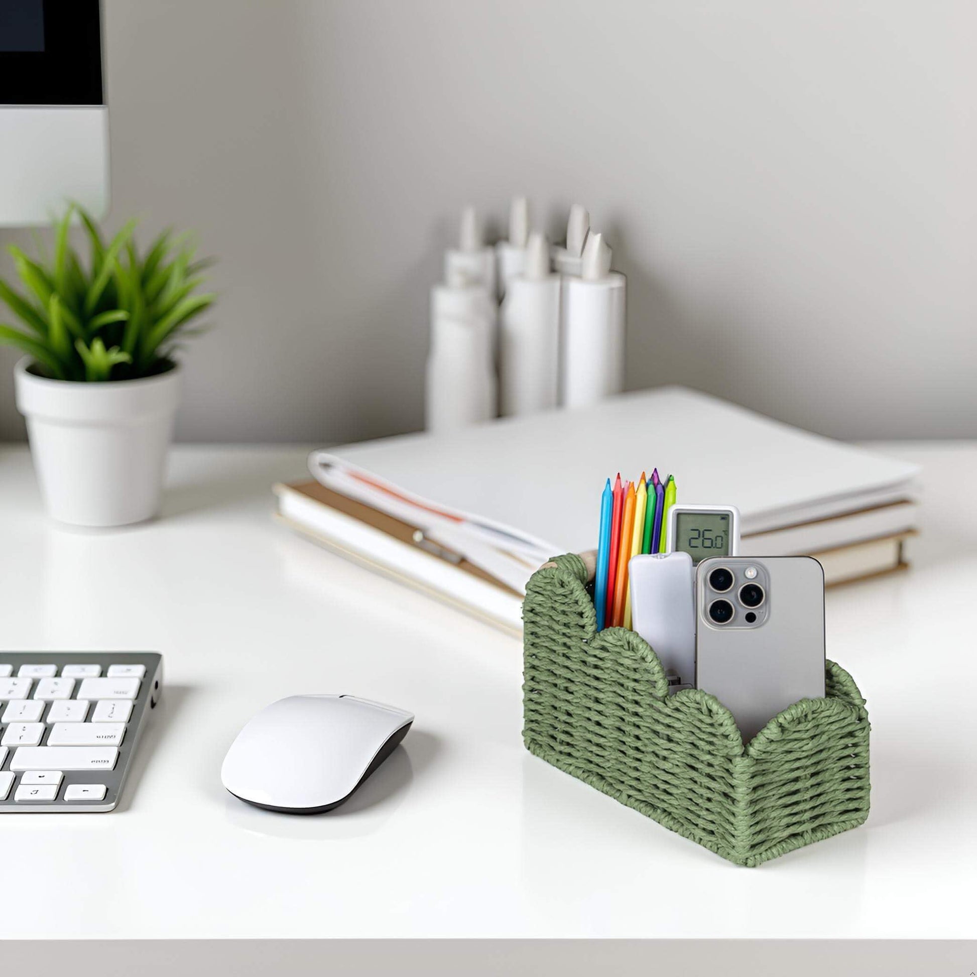 CubesLand Bedside Table Desk Organizer Caddy, Remote Pen&Pencil Holder Cup