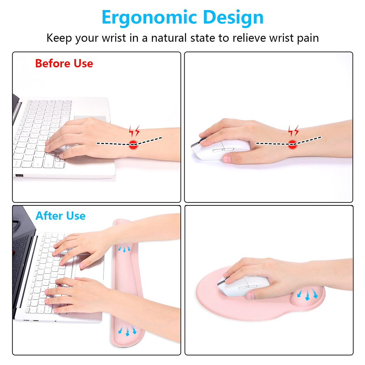Dapesuom Keyboard Wrist Rest and Mouse Pad with Wrist Support, Cute Memory Foam Cushion for