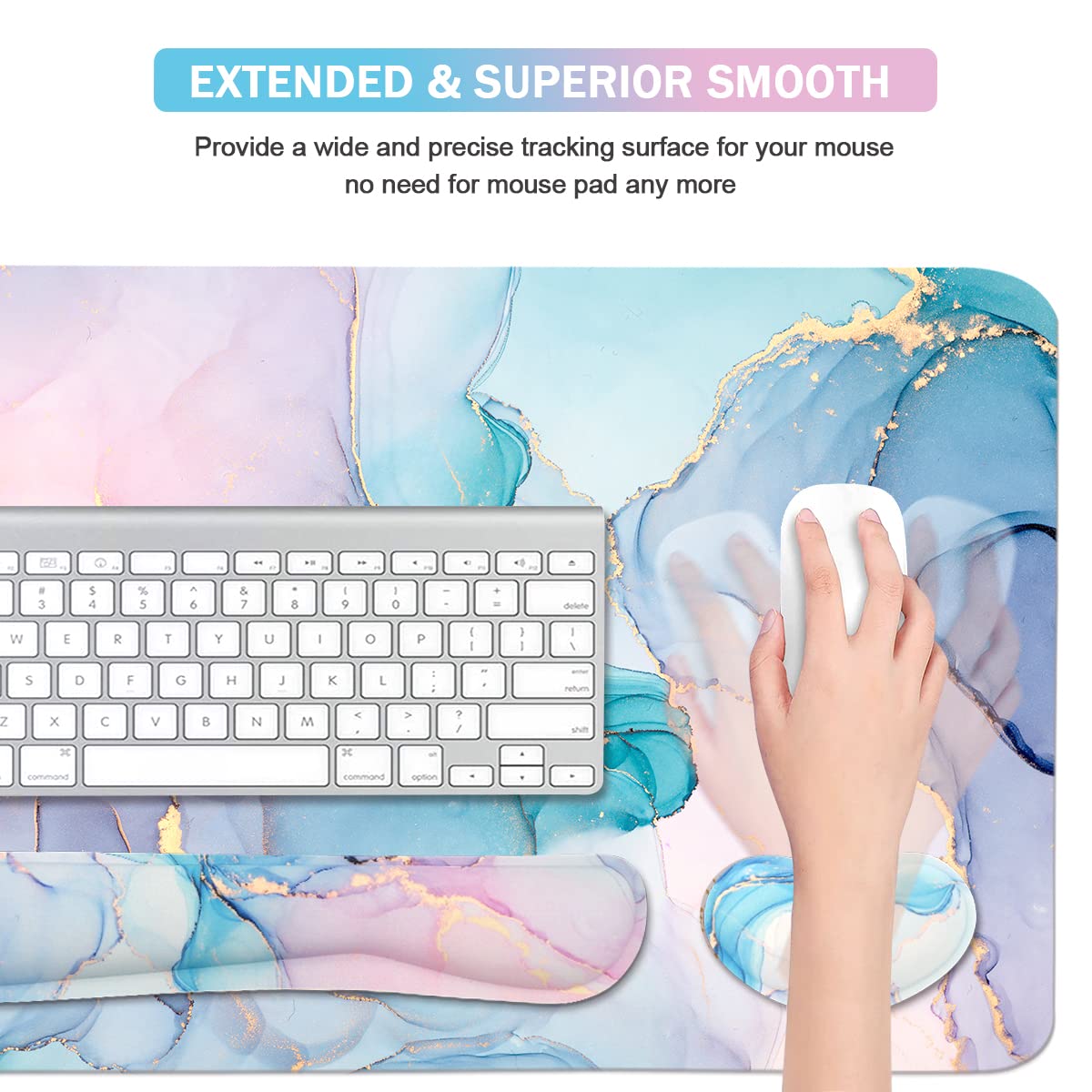 Large Mouse Pad Desk Dad, 4-in-1 Keyboard Wrist Rest Pad & Wrist Support Mouse pad Set, Extended