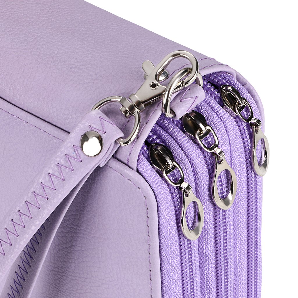 BTSKY Deluxe PU Leather Pencil Case For Colored Pencils - 120 Slot, Purple