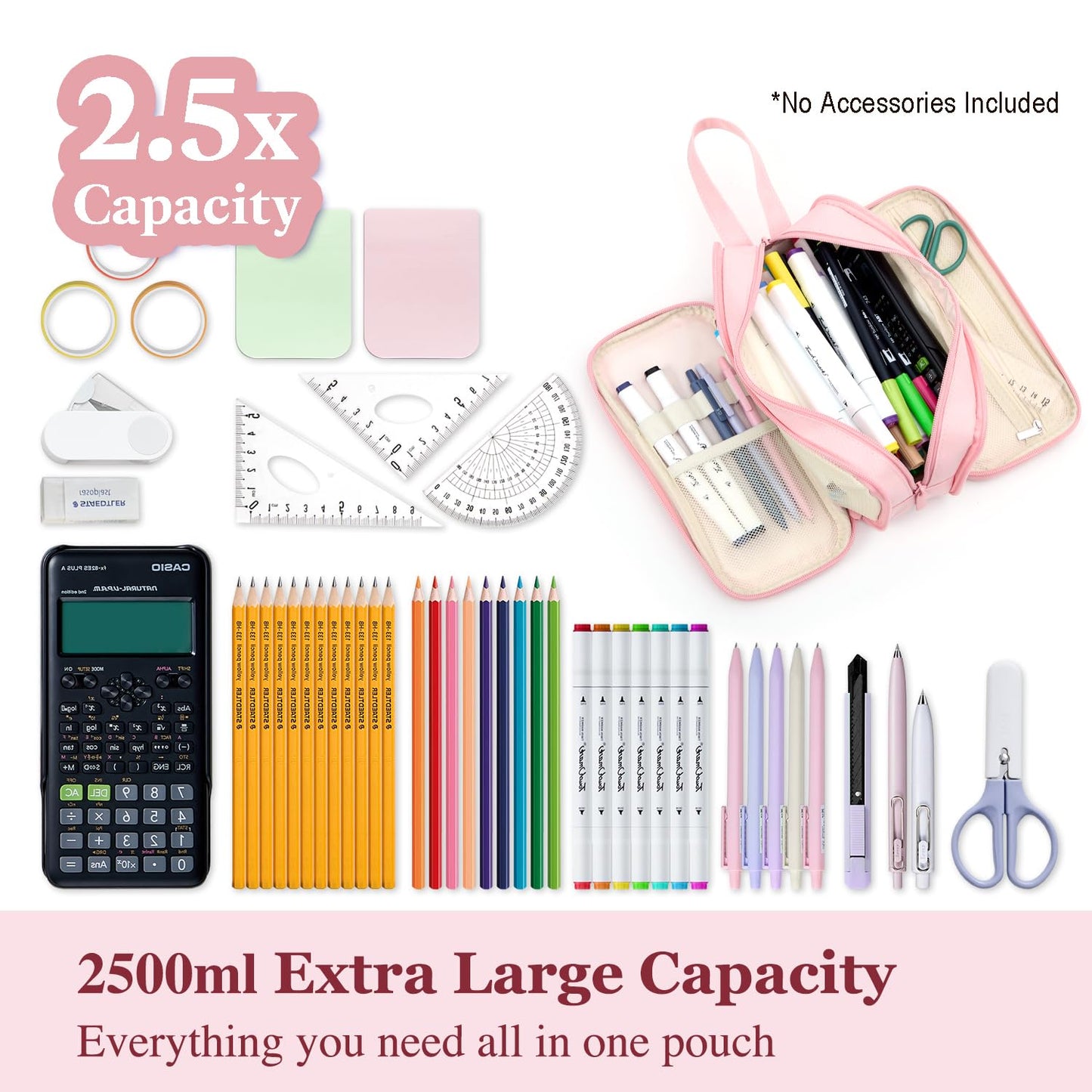 VELAUN Pencil Case Pouch, Large Capacity Pencil Box Bag, Aesthetic Pen Organizer for School