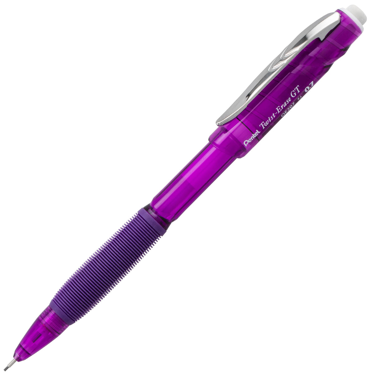 Pentel Twist-Erase GT, (0.7mm), Mechanical Pencil Transparent Violet, Box of 12 (QE207V)