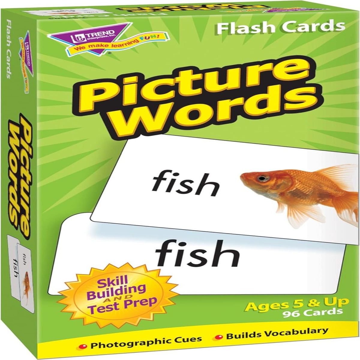 Trend Enterprises Picture Words Skill Drill Flash Cards for Reading, 96 Ct