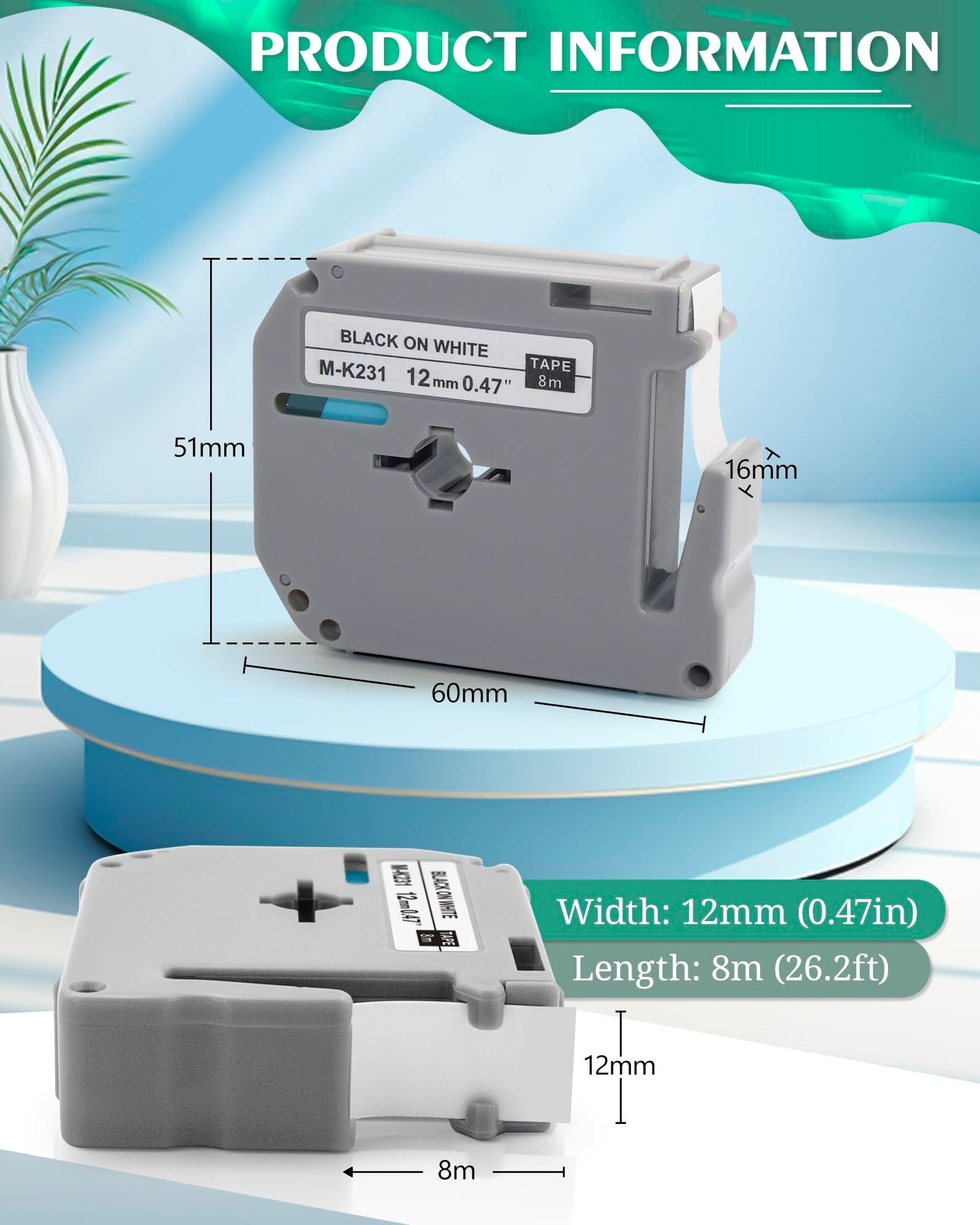 TITBIT 6Pack Compatible M Tape for PT-M95 PT-90 PT-70BM for Brother P Touch