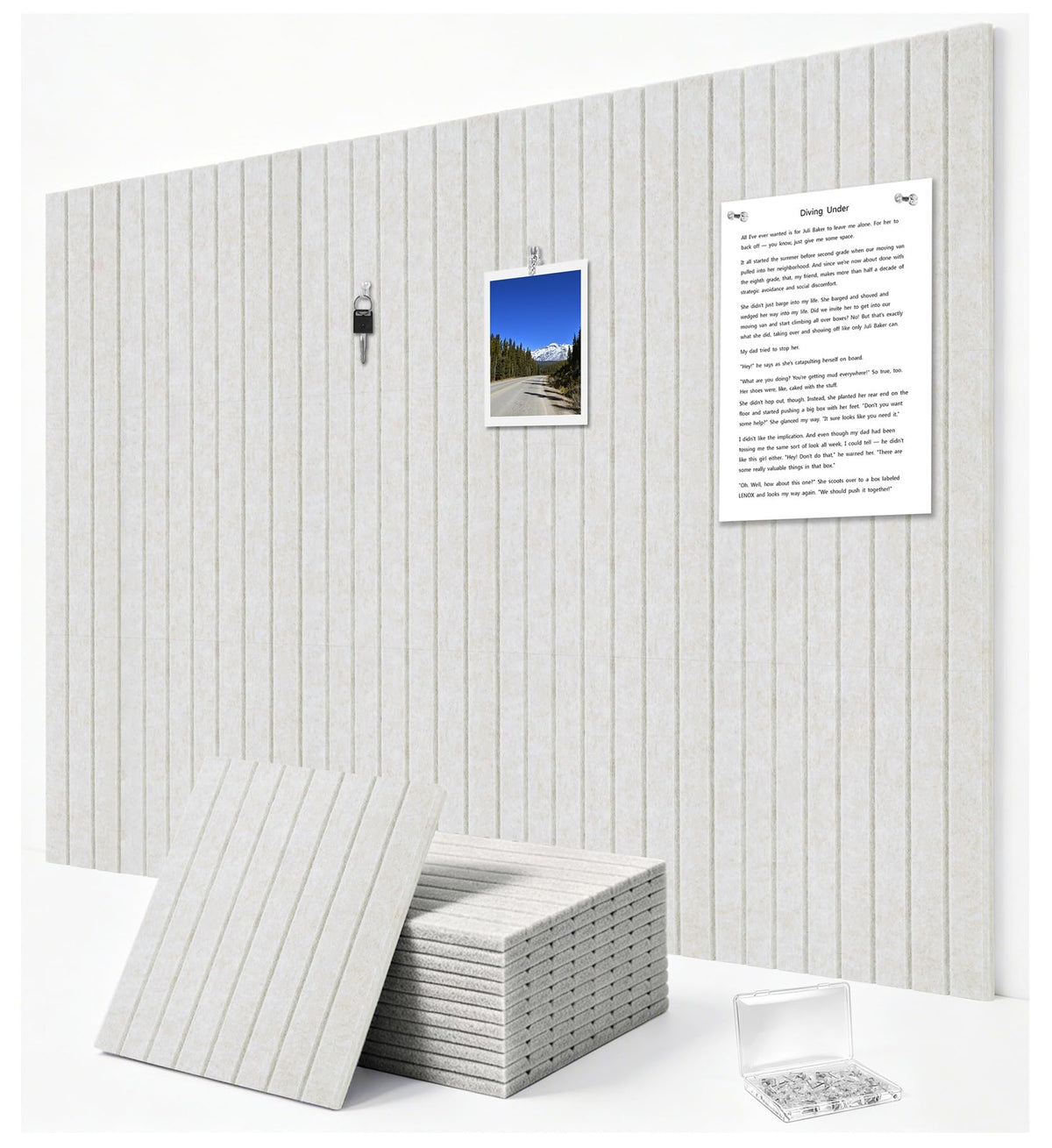 G Gamit 0.47" Thick Felt Pin Board 48"x36" Large Cork Board Alternative 12 Pack 11.81"x11.81"Felt