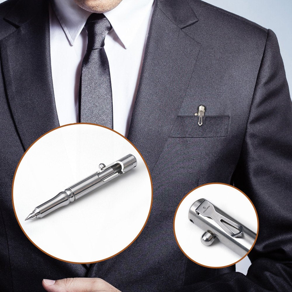 Cool Hand 5.1'' Bolt Action Pen with Clip and Glass Breaker