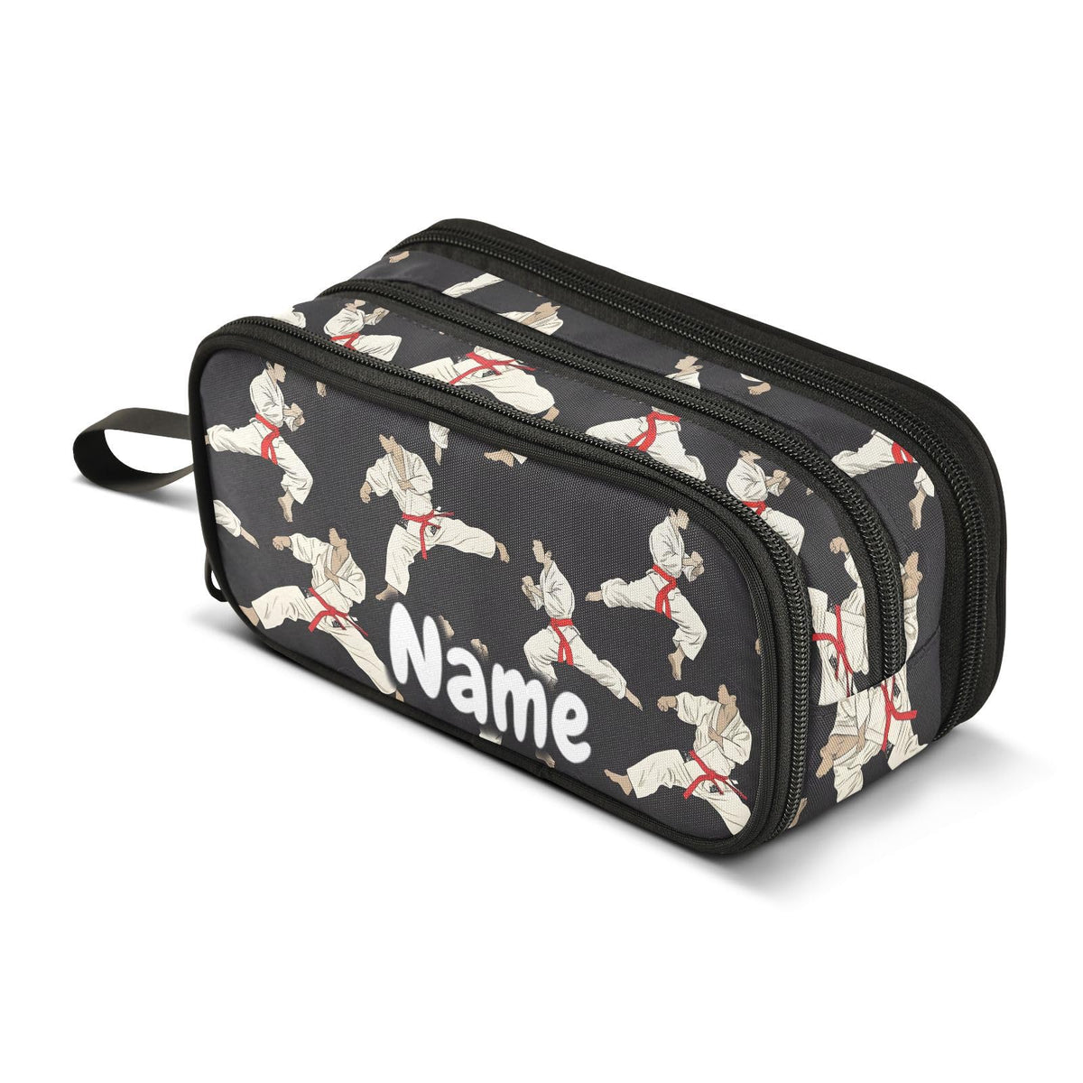 BOENLE Custom Karate Black Background Pencil Case Box Boys Girls Personalized Name Large Pencil