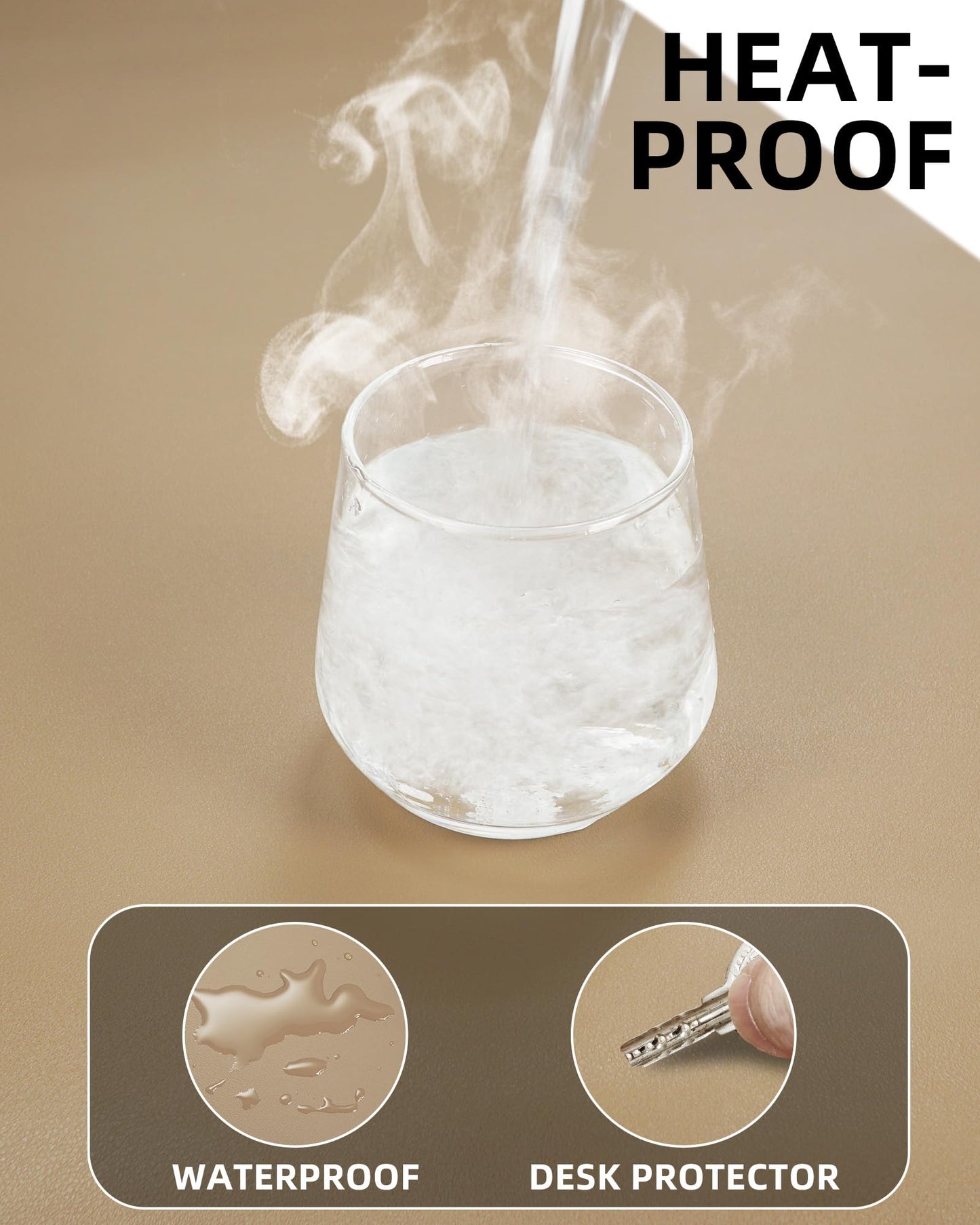 Leather Desk Protector, Large Mouse Pad & Waterproof PU Leather Blotter Mat - Non-Slip Desk Cover