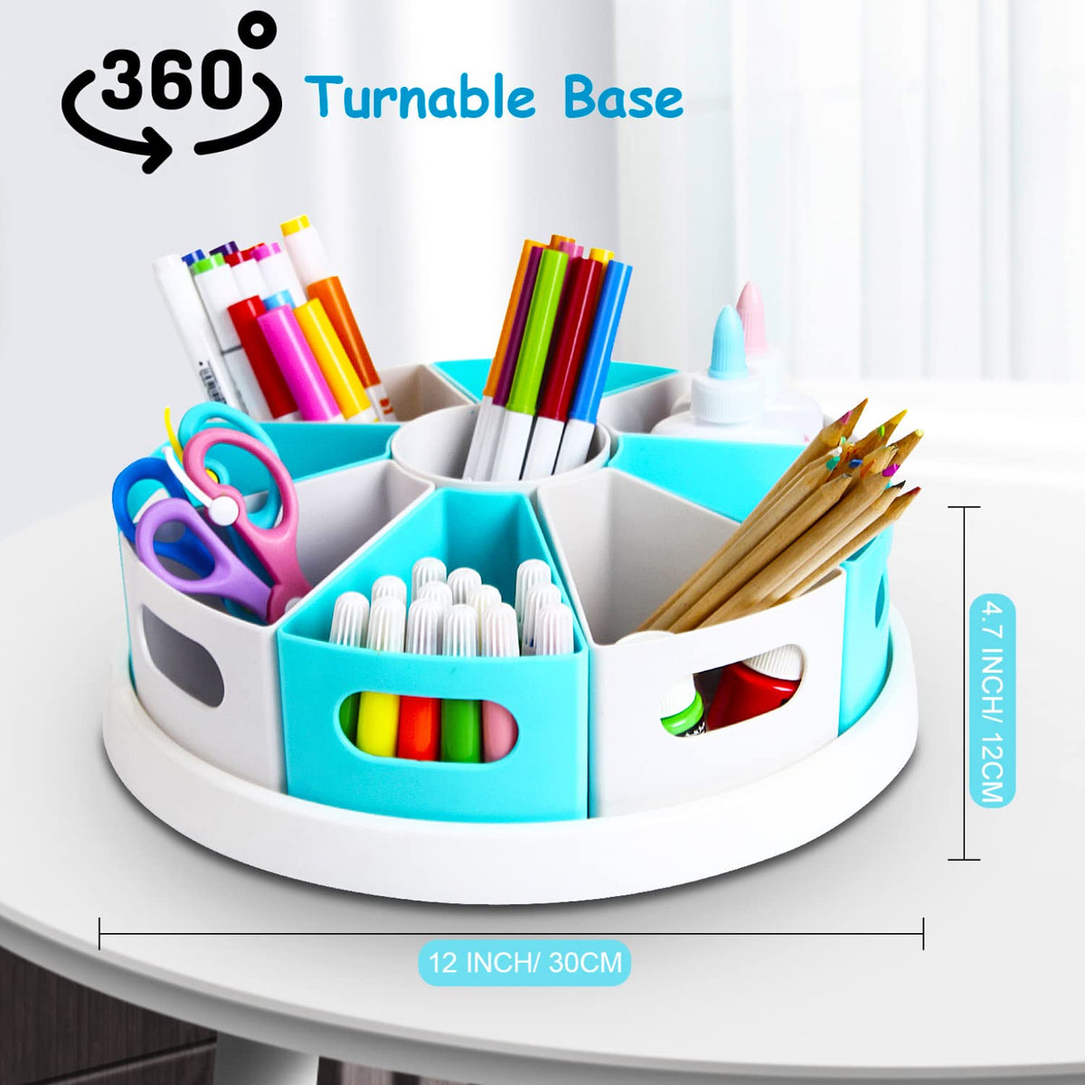 MeCids 360°Rotating Desk Organizers Homeschool Office Organization and Storage Art Supplies