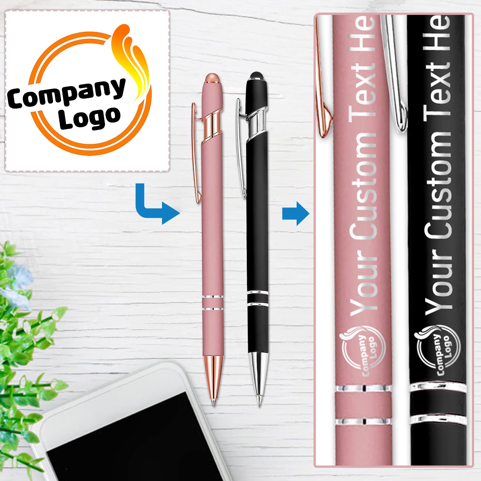 STREADVE Personalized Custom Pens with Name Engraved Logo Text Pen, Pack of 30 Customized Smooth