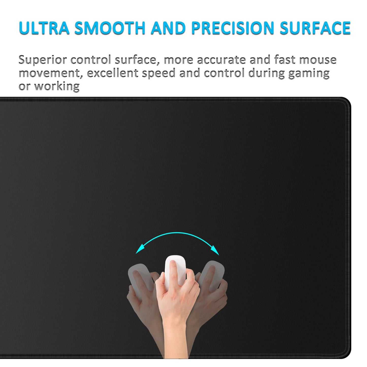 LL-COEUR Black Large Waterproof Mouse Mat 47.2x23.6x0.12inch, Long PC Keyboard Pad Extended Office