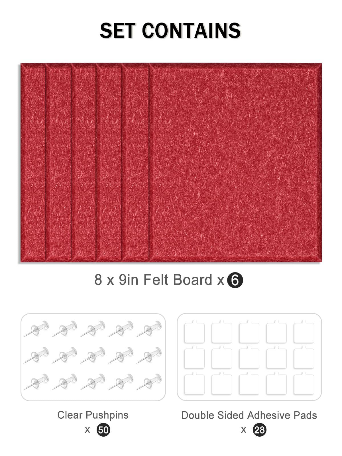 Hsurbtra Cork Board for Wall 24 x 18 Inch, 6 Pack Felt Bulletin Notice Board with Pushpins for
