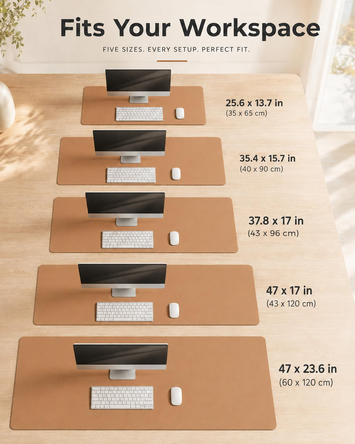Aothia Dual-Sided Desk Pad - Leather Desk Mat, Natural Cork Desk Pad Protector, Large Mouse Pad for