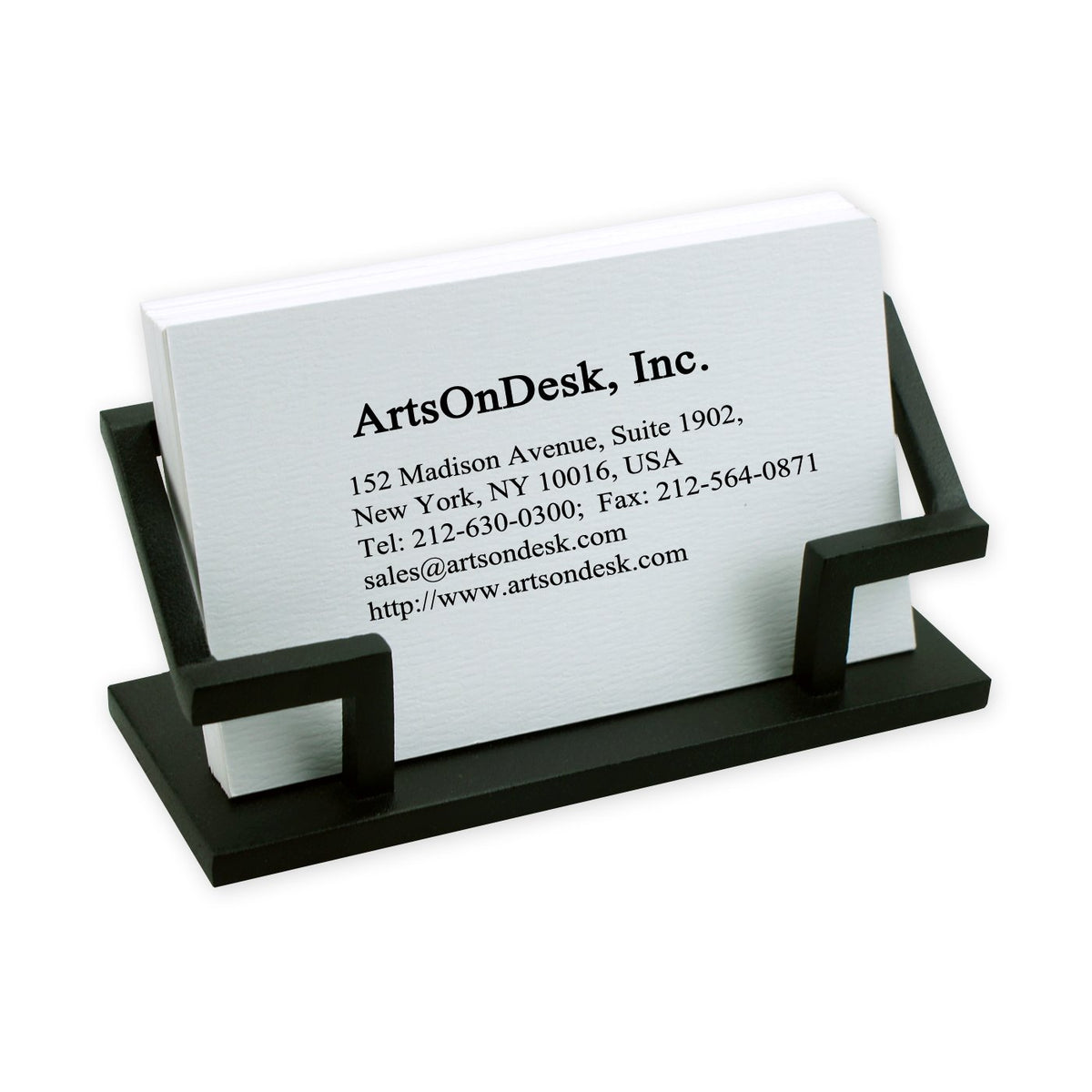 ArtsOnDesk Modern Art Business Card Stand Holder Bk301 Steel Black Patented Desk Accessory Name