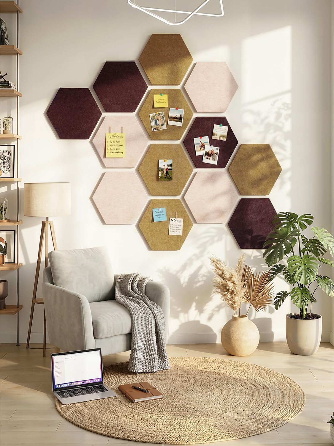 Uoisaiko 8-Pack Hexagon Felt Bulletin Board Tiles, Cork Board Alternative