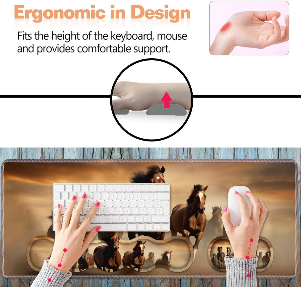 Ergonomic Keyboard Wrist Rest and Mouse Pad Wrist Rest Set, Large XXL Gaming Mousepad 31.5"x 11.8"