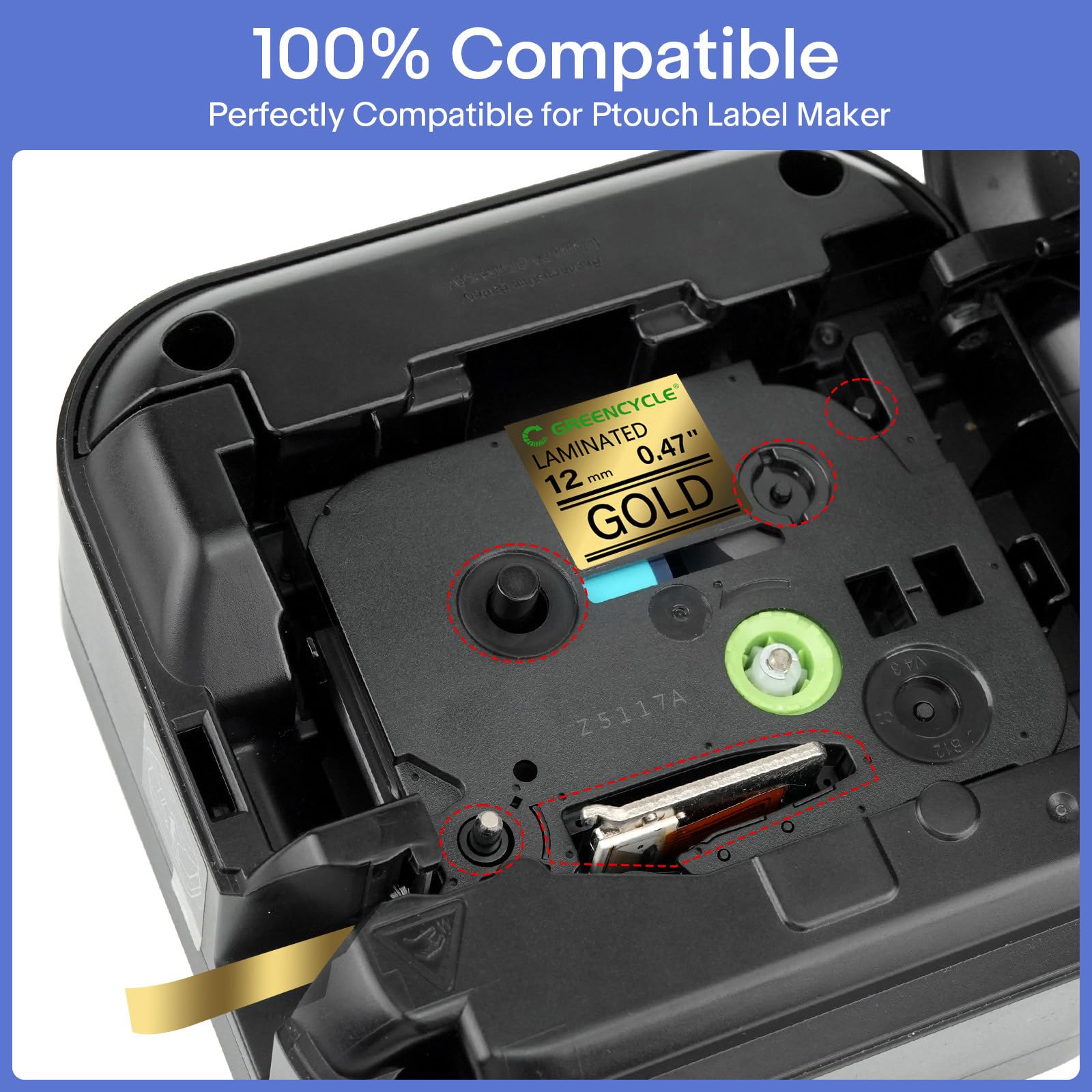 GREENCYCLE Compatible for Brother P-Touch TZe-831 TZ-831 Label Maker Tape 12mm 0.47 Laminated TZe